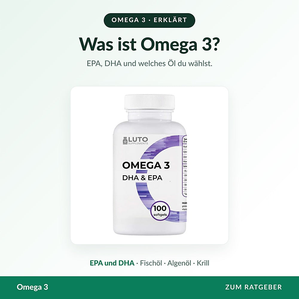 Omega 3 DHA und EPA Fischöl von LUTO Supplements, Quelle von EPA und DHA