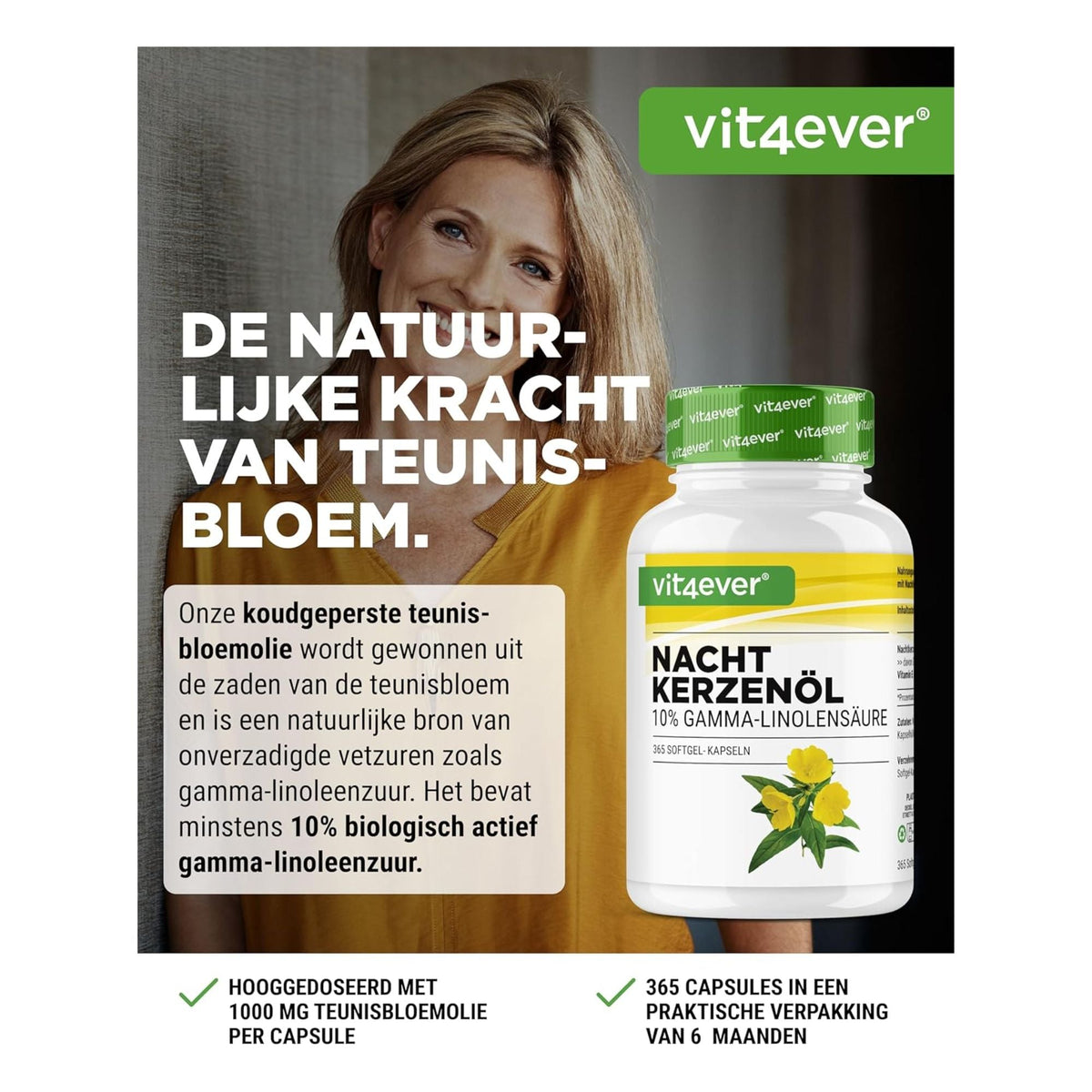 Nachtkerzenöl 2000mg | 180 & 365 Softgels | Vit4ever