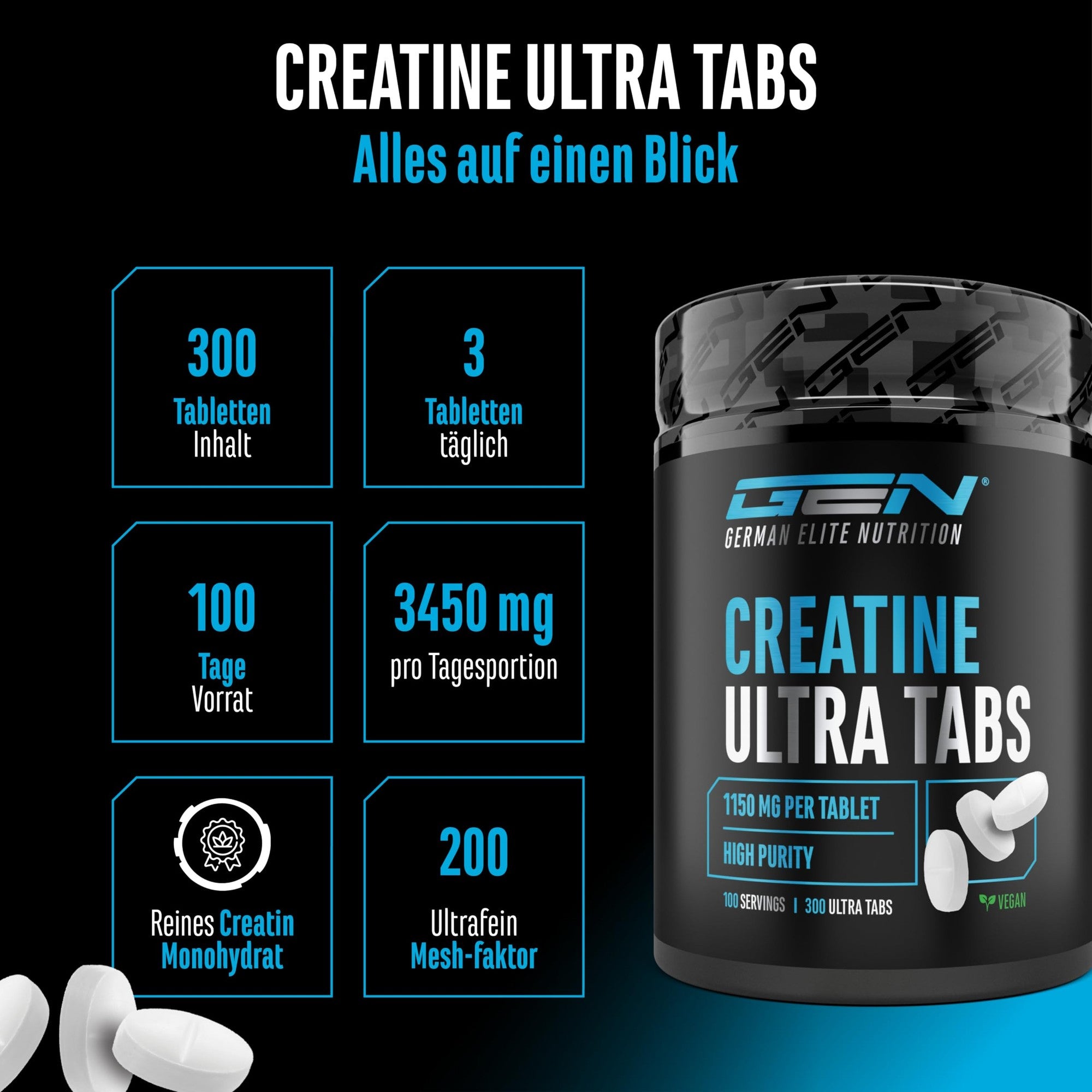 GEN Creatin Ultra Tabletten 300 Tabletten – Übersicht