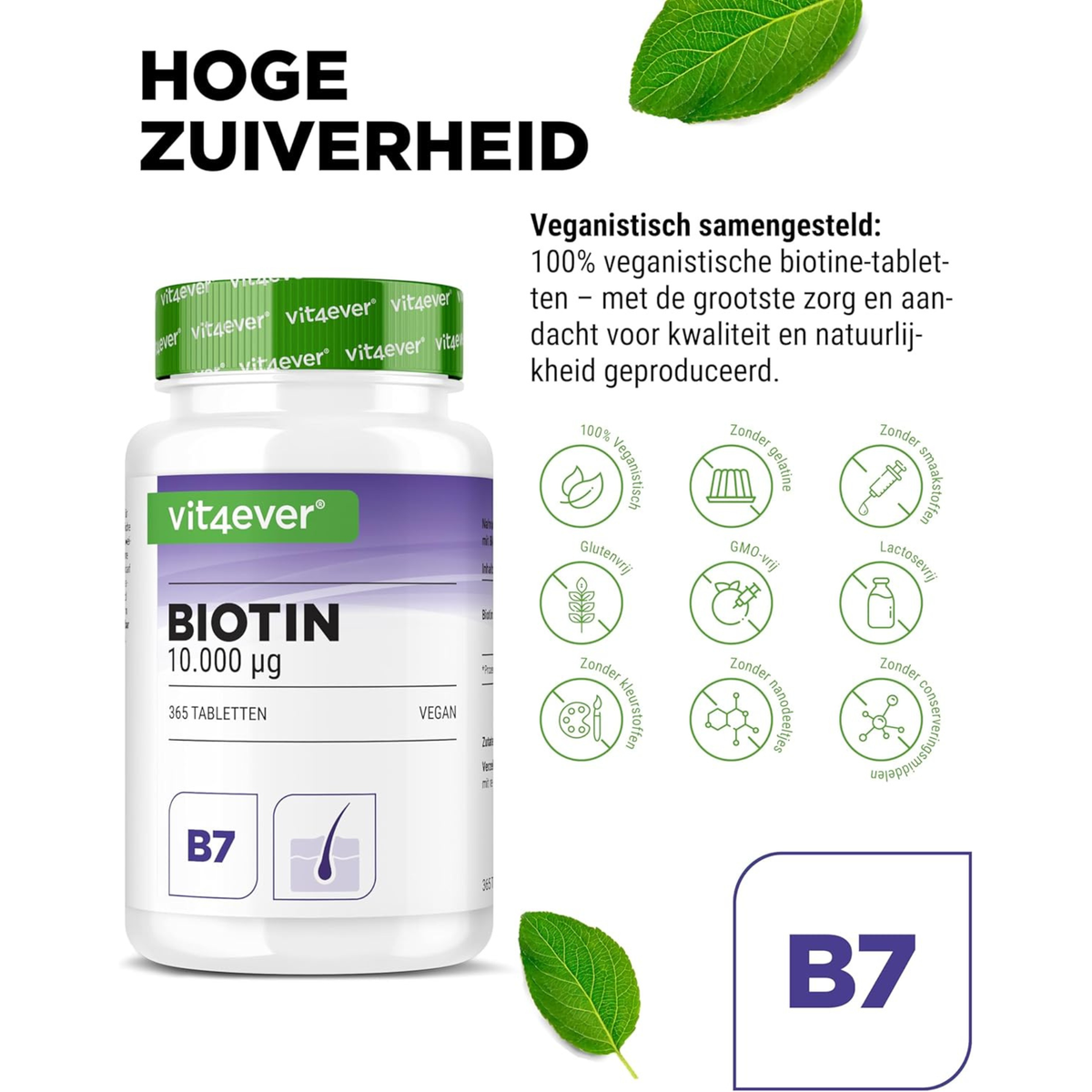 Biotin 10.000 µg | 365 Tabletten | Vit4ever