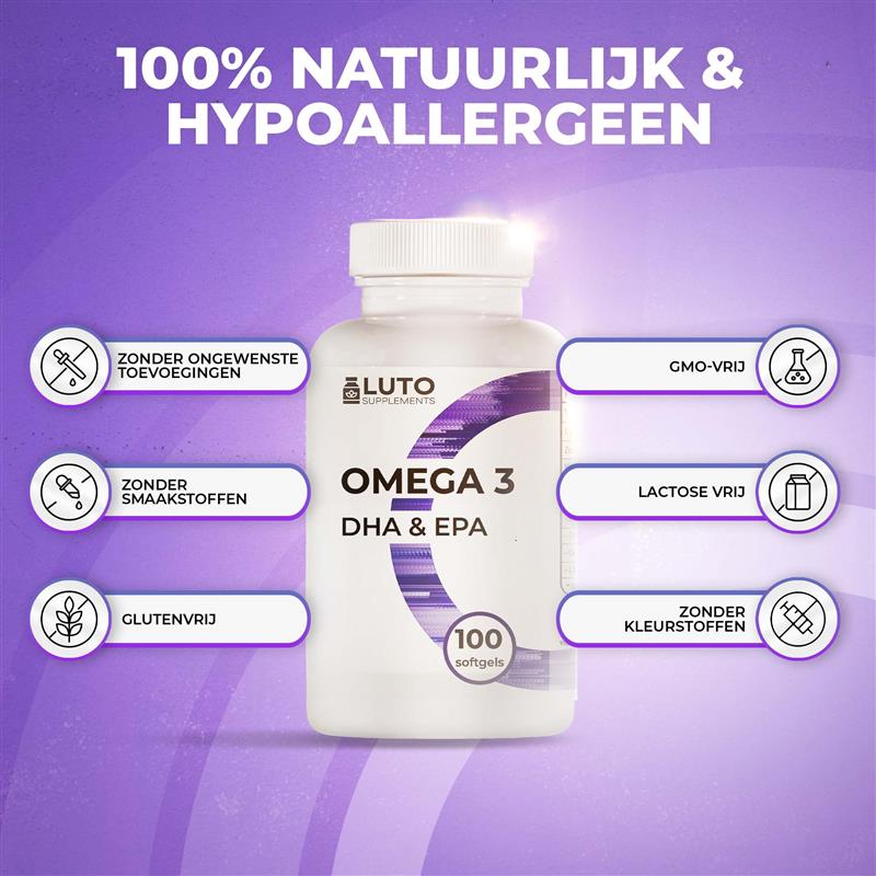 Premium kwaliteit LUTO Omega 3 softgels - omega vetzuren uit natuurlijke bronnen, glutenvrij