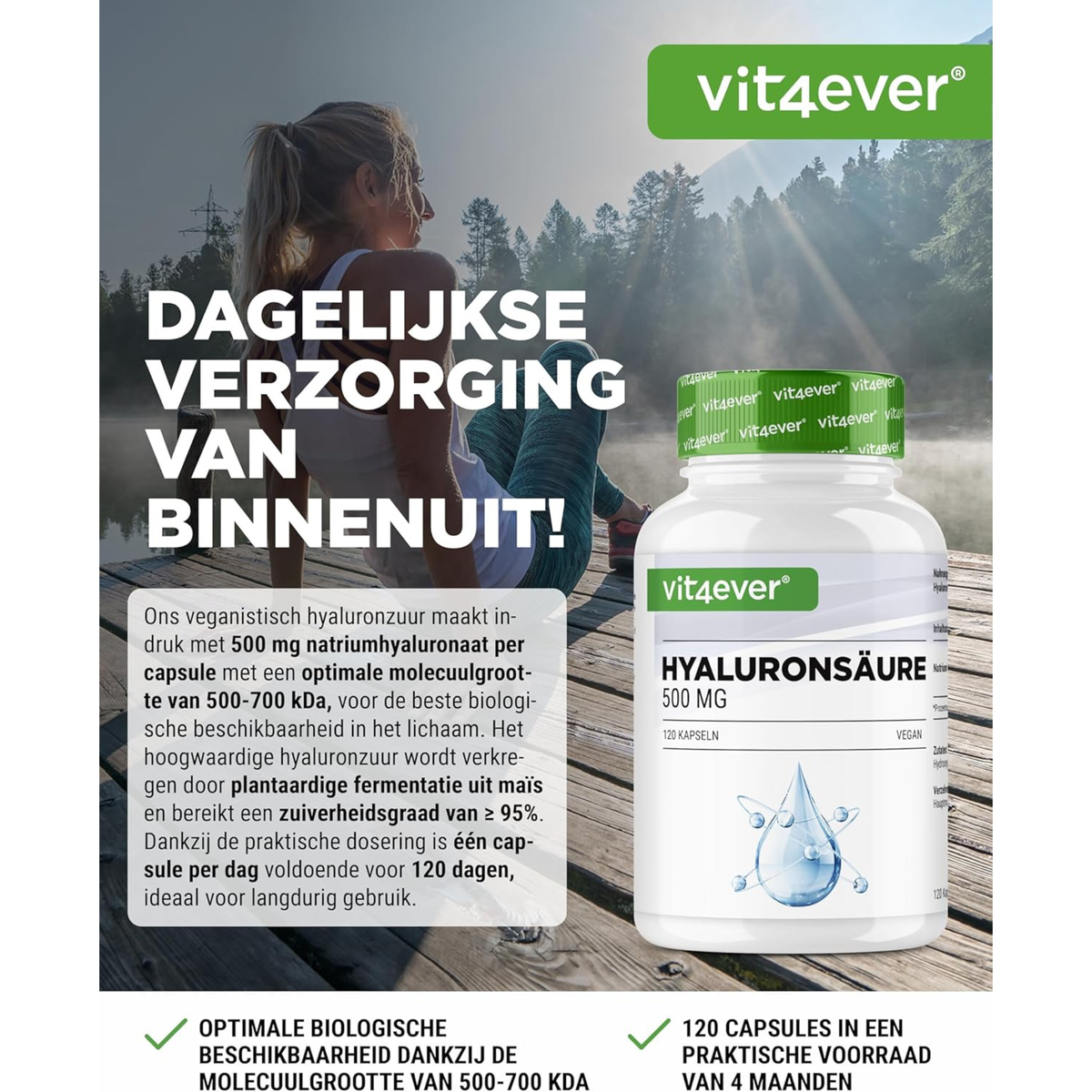 Hyaluronsäure 500mg | 120 & 180 Kapseln | Vit4ever