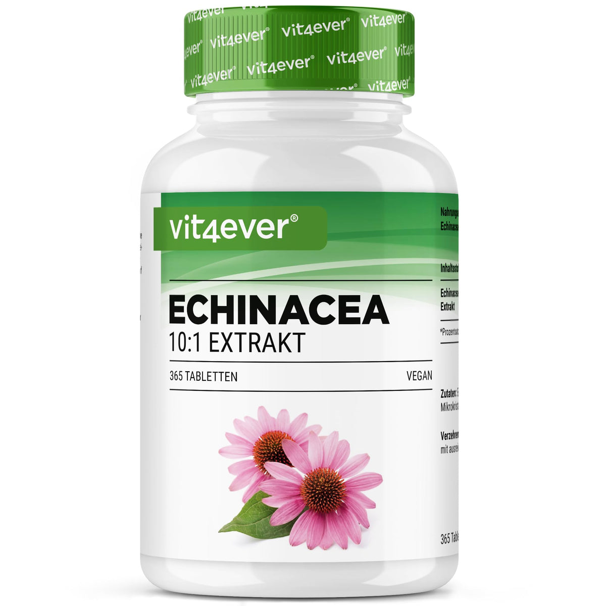 Vit4ever Echinacea Purpurea 500 mg 365 Tabletten – Produktverpackung Vorderseite