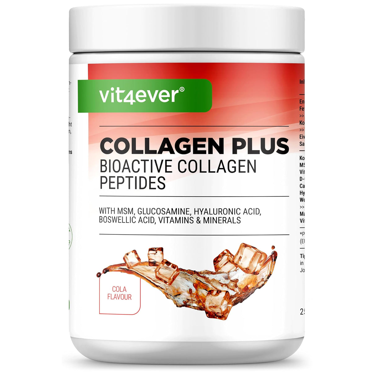 Vit4ever Collagen Plus Cola 500 g – Produktverpackung Vorderseite