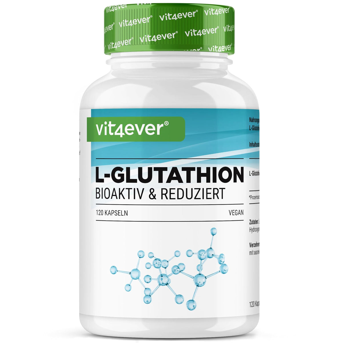 Vit4ever L-Glutathion 500mg 120 Kapseln – Produktverpackung Vorderseite