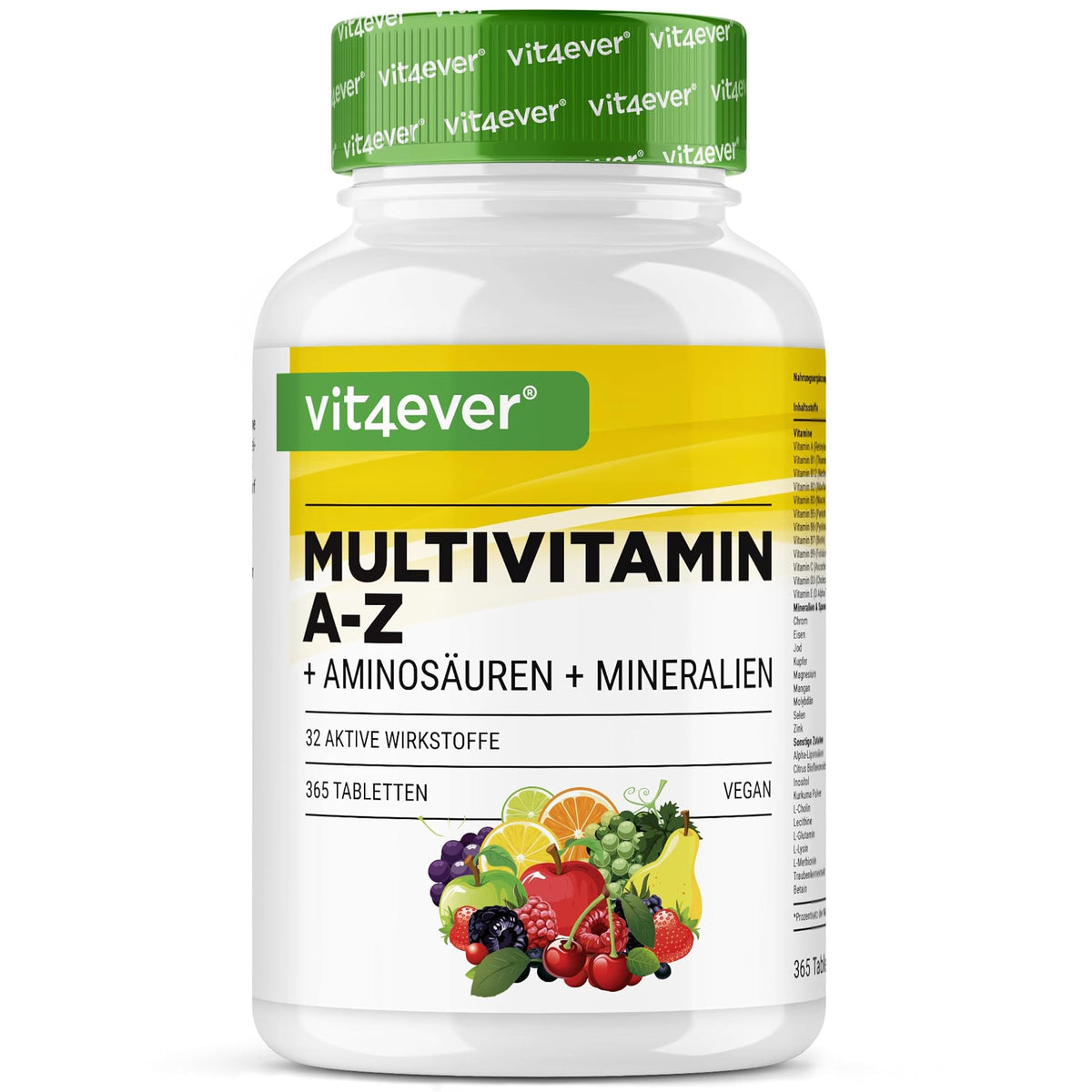 Vit4ever Multivitamin A-Z + Aminosäuren + Mineralien 365 Tabletten – Produktverpackung Vorderseite