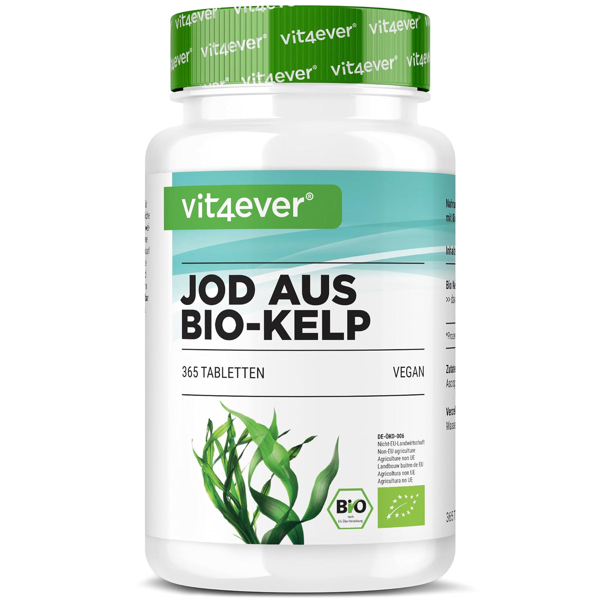 Vit4ever Jod aus Bio Kelp 200 µg 365 Tabletten – Produktverpackung Vorderseite