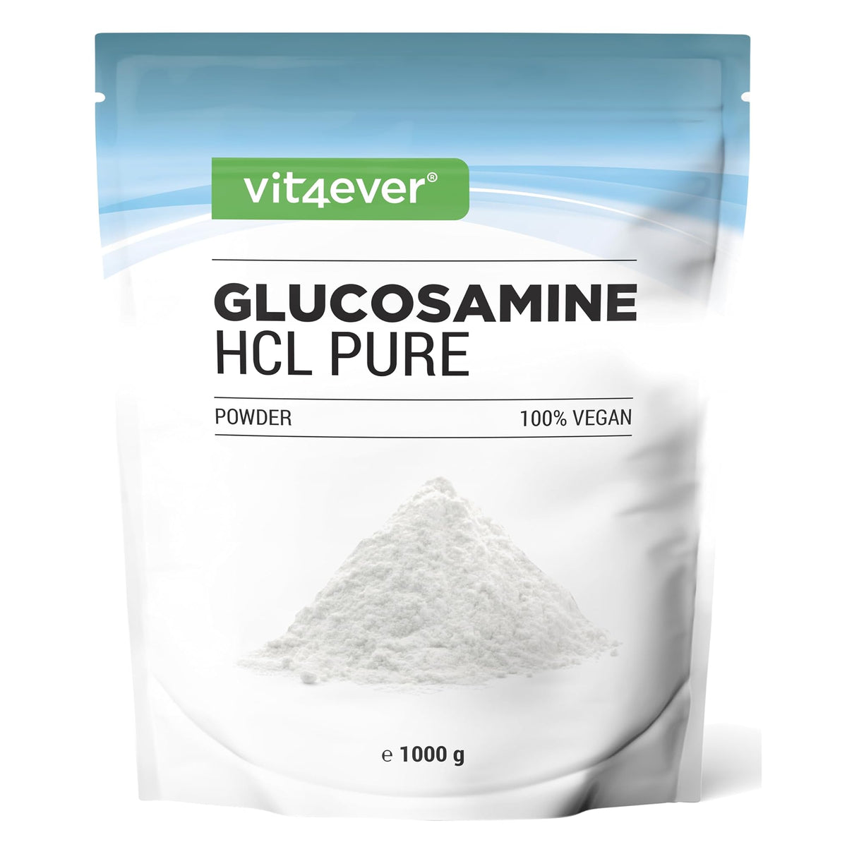 Vit4ever Glucosamin HCL Pulver 1500 mg 1 kg – Produktverpackung Vorderseite