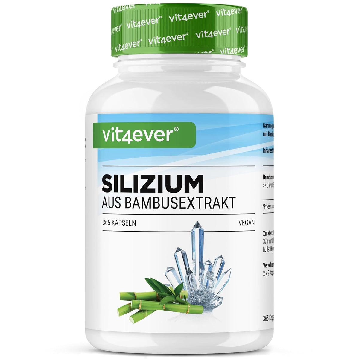 Vit4ever Silizium aus Bambus-Extrakt 500mg 365 Kapseln – Produktverpackung Vorderseite
