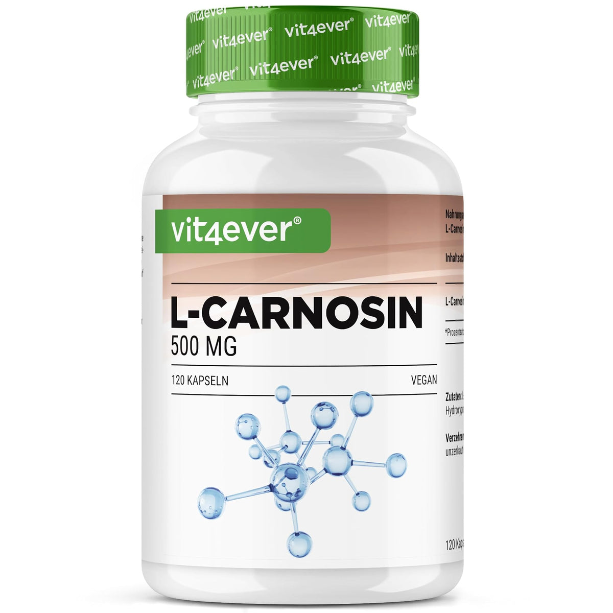 Vit4ever L-Carnosin 500mg 120 Kapseln – Produktverpackung Vorderseite