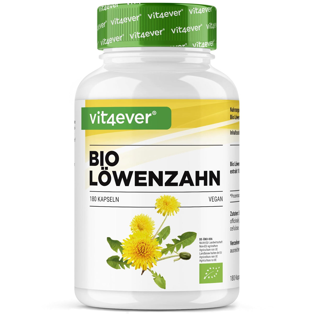 Vit4ever Bio Löwenzahnwurzel-Extrakt 10:1 240 Kapseln – Produktverpackung Vorderseite