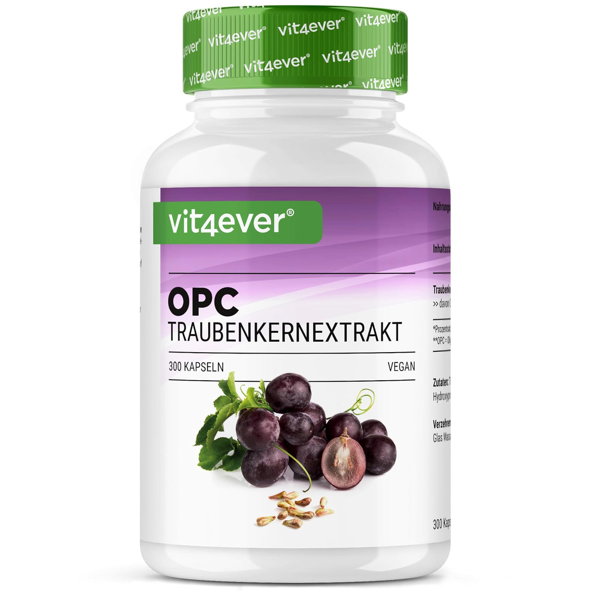 Vit4ever OPC Traubenkernextrakt 1000mg 300 Kapseln – Produktverpackung Vorderseite