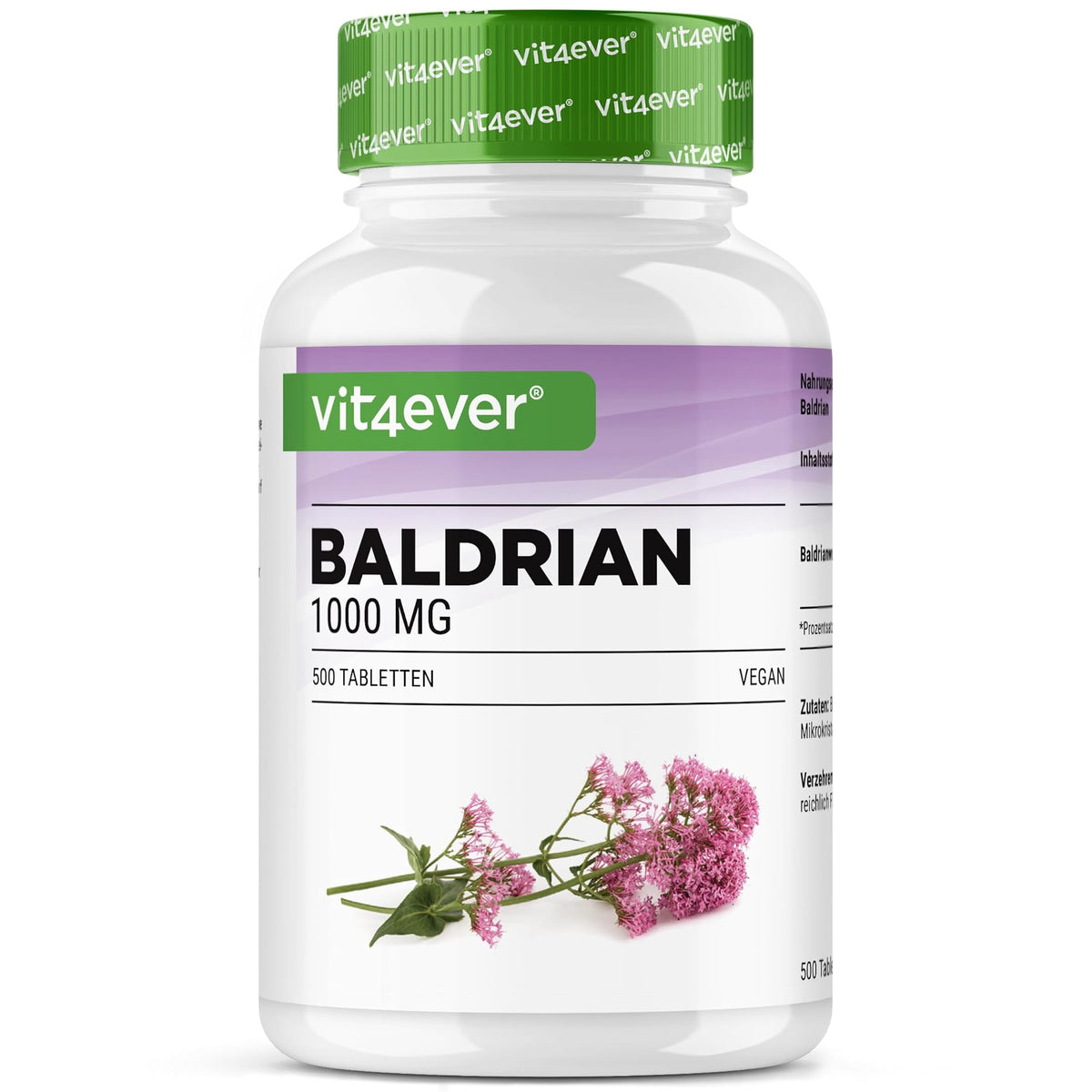Vit4ever Baldrian 500mg 500 Tabletten – Produktverpackung Vorderseite