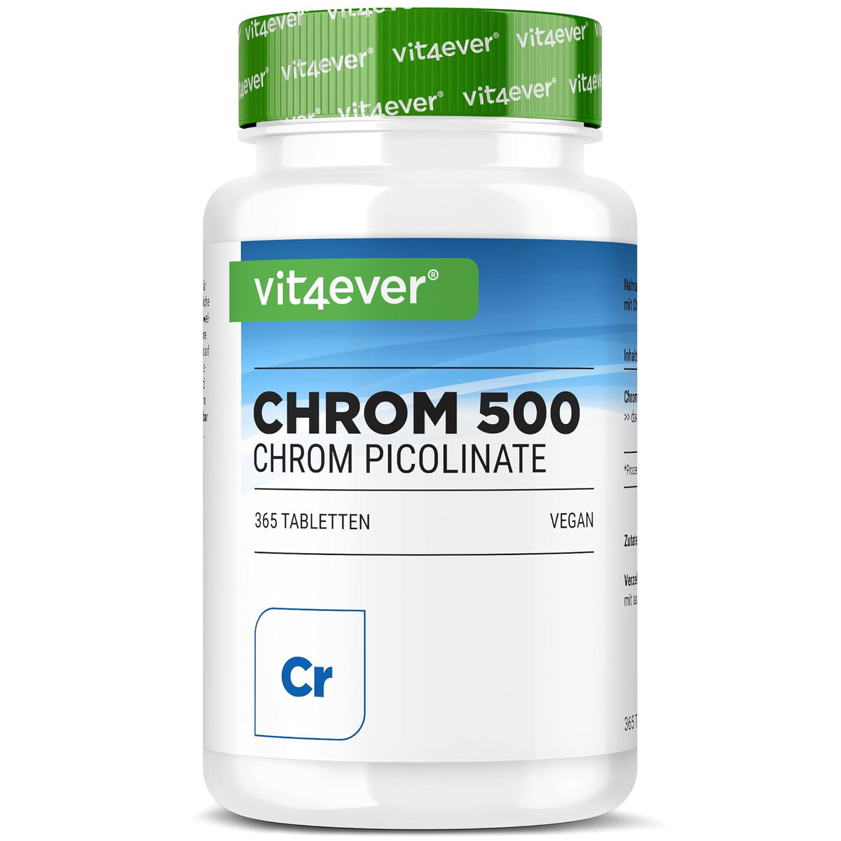 Vit4ever Chrom-Picolinat 200 µg 365 Tabletten – mehrsprachiges Etikett
