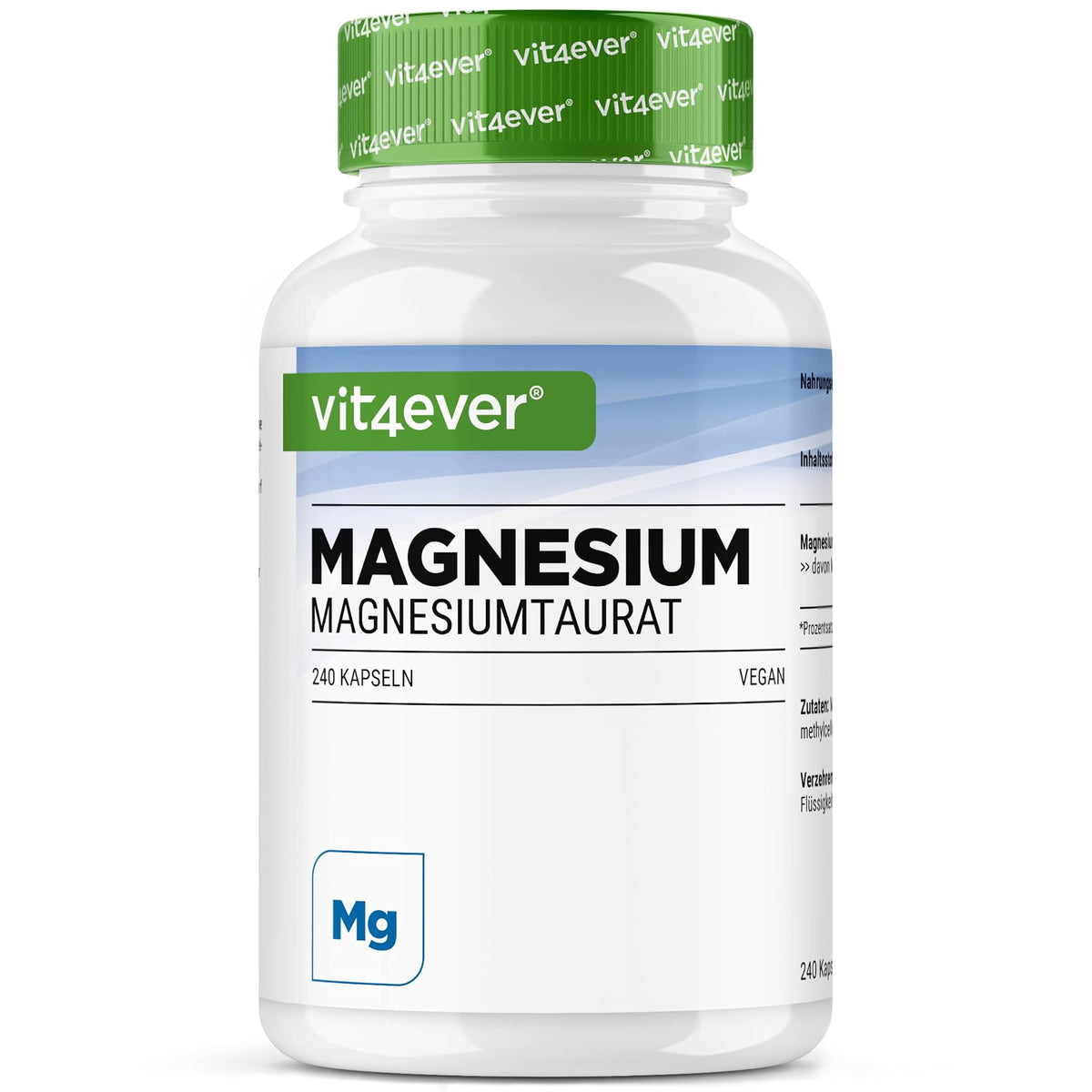 Vit4ever Magnesiumtaurat 200 mg 240 Kapseln – Produktverpackung Vorderseite