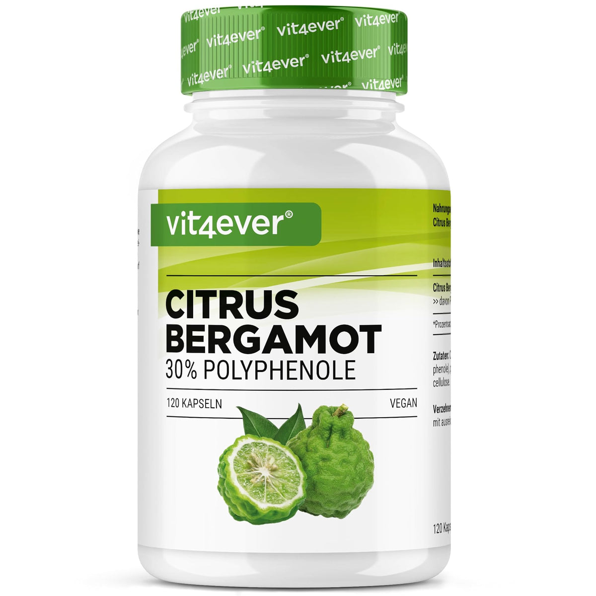Vit4ever Citrus Bergamot 750 mg 30% Polyphenole 120 Kapseln – Produktverpackung Vorderseite