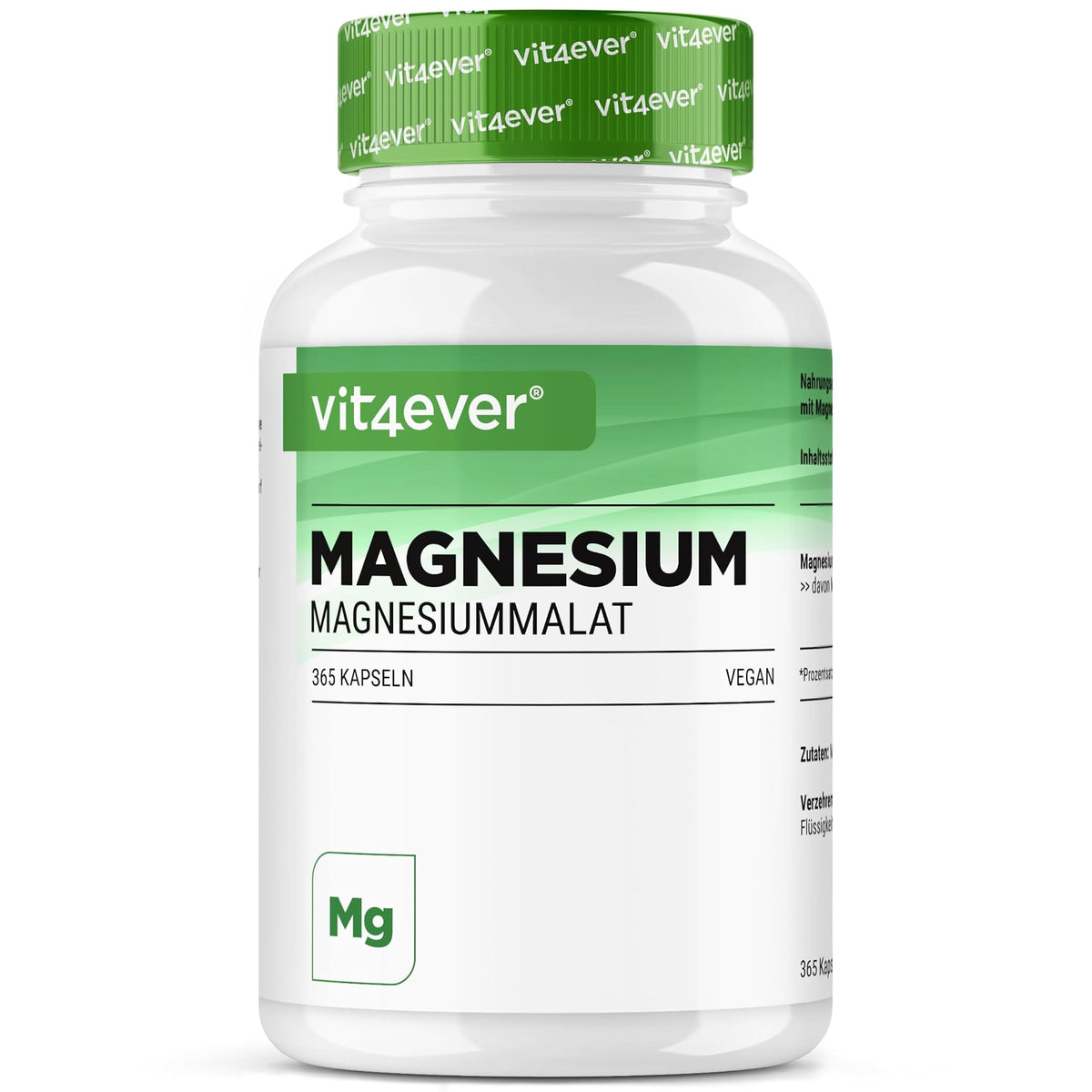 Vit4ever Magnesiummalat 365 Kapseln – Produktverpackung Vorderseite