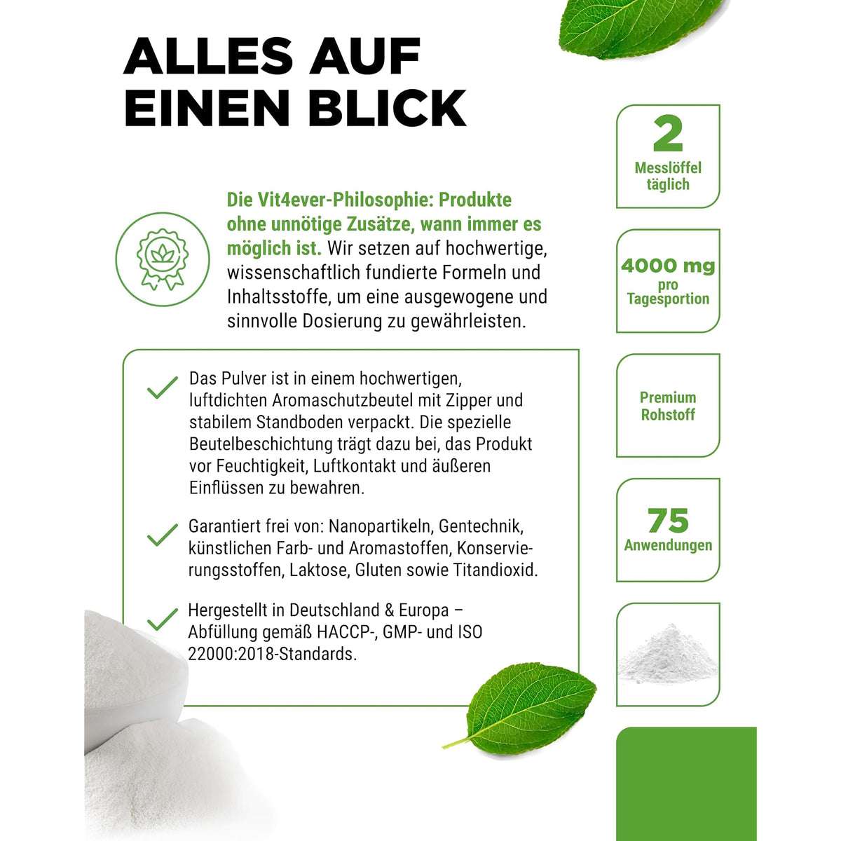 Vit4ever Myo-Inositol Pulver 4000mg 300 g – Produkt aus der Nähe
