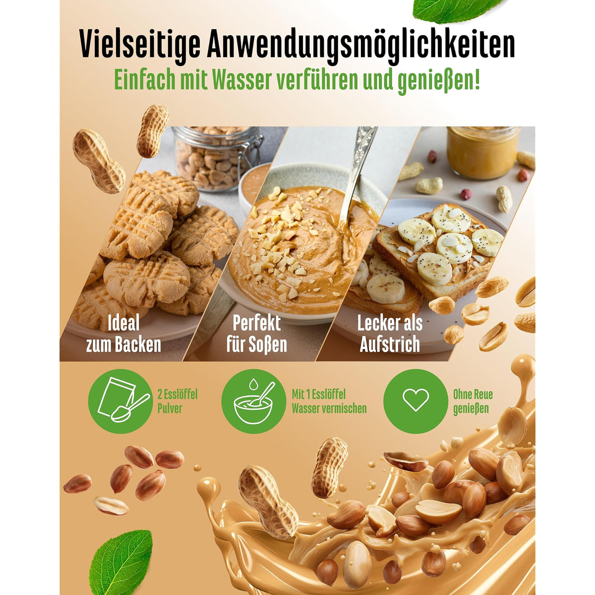 Vit4ever Erdnussbutter-Pulver Light 85% Weniger Fett 500 g – Verpackung Rückseite