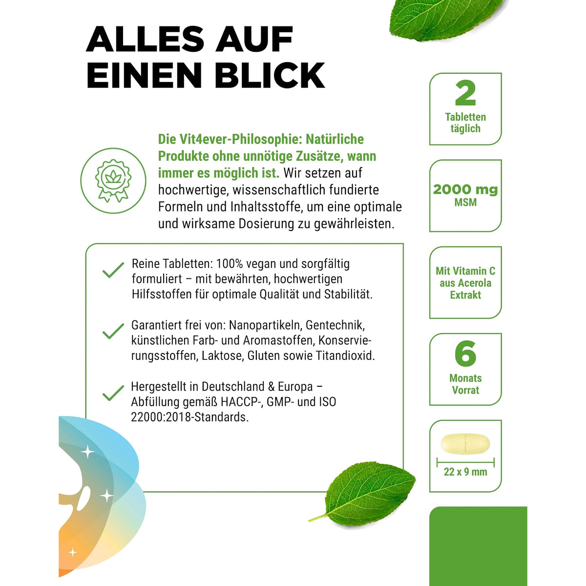 Vit4ever MSM + Vitamin C 2000 mg 365 Tabletten – Produkt aus der Nähe