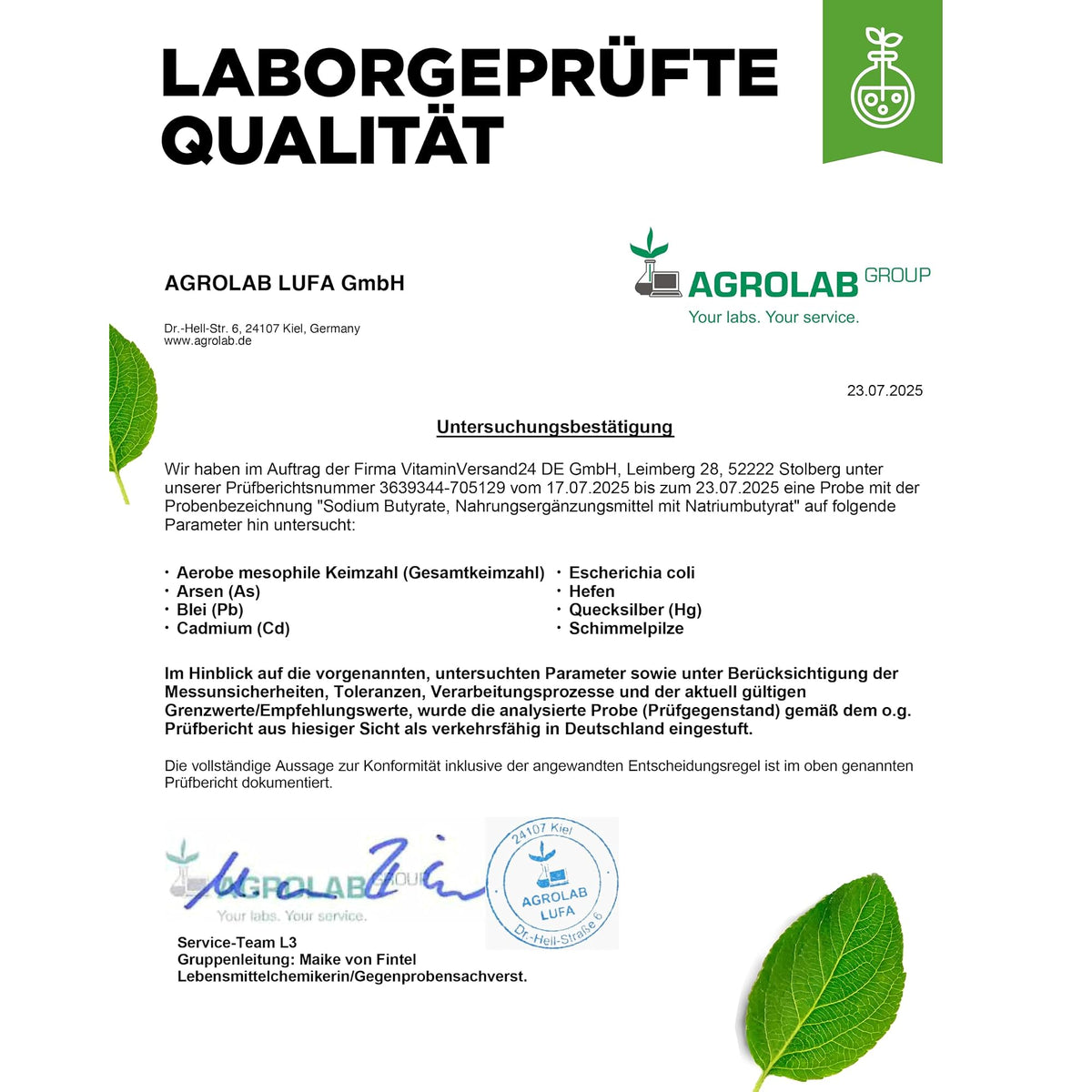 Vit4ever Natriumbutyrat (Buttersäure) 90% 180 Kapseln – Produktdetail des Etiketts