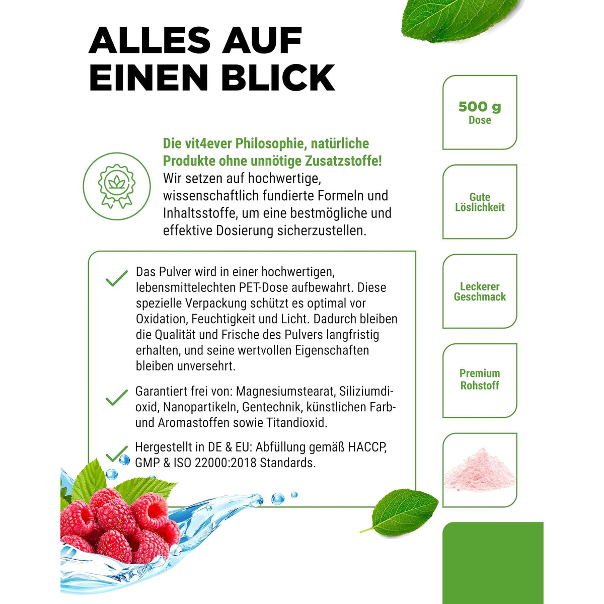 Vit4ever Collagen Plus Erdbeer-Himbeer 500 g – Produkt aus der Nähe