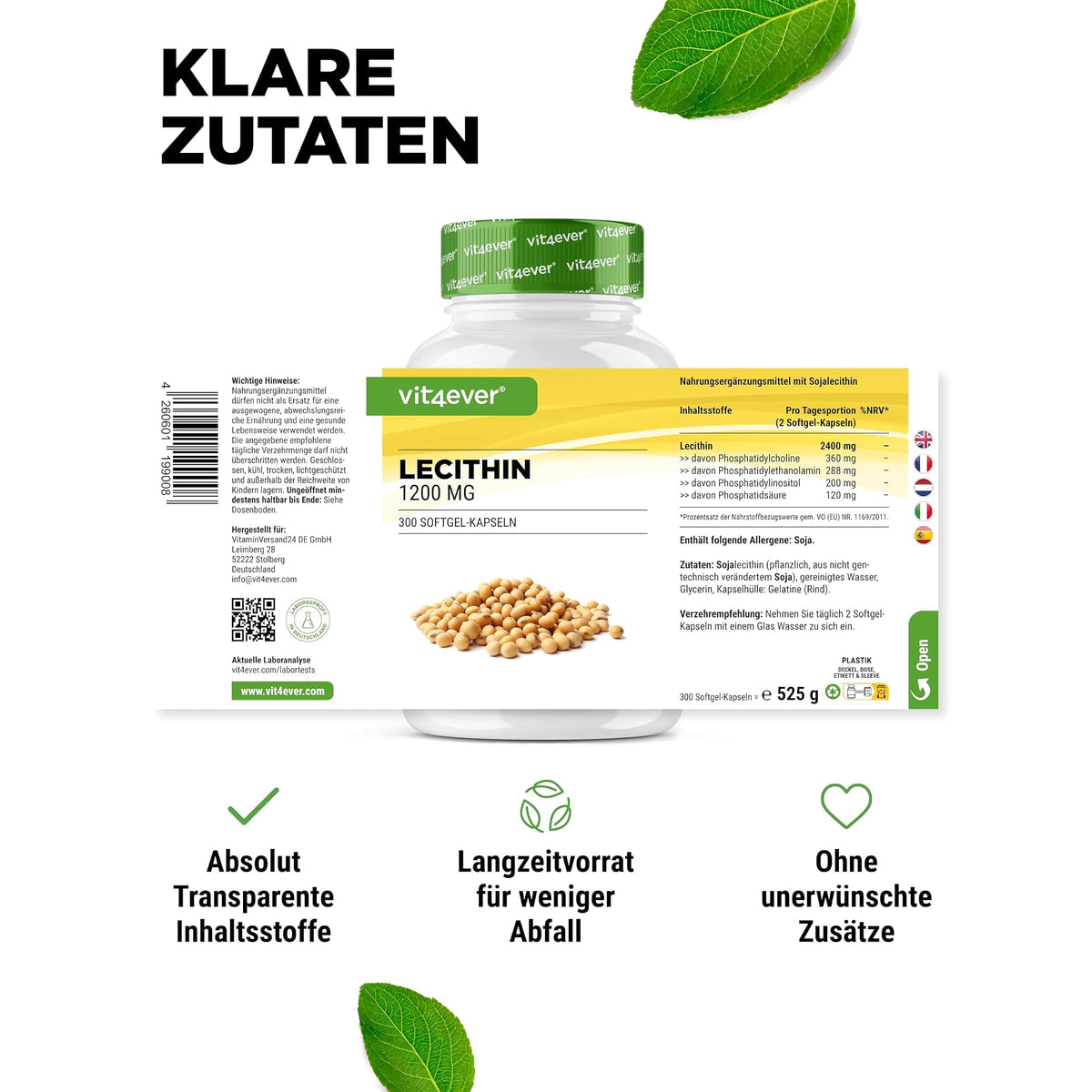 Vit4ever Lecithin 1200 mg 300 Softgels – empfohlene Anwendung und Einnahme