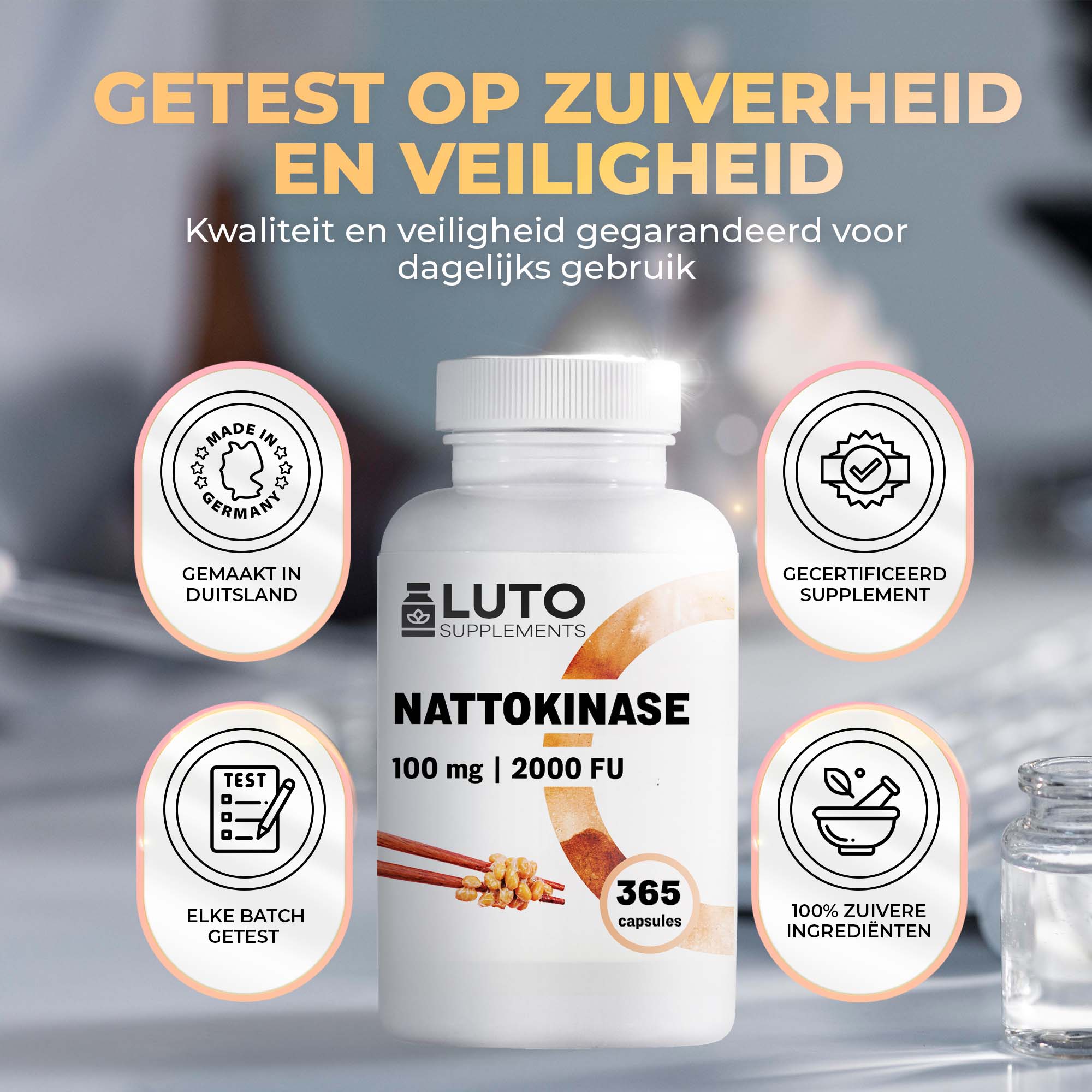 Nattokinase 100 mg 20.000 FU/g | 365 Kapseln | LUTO Supplements