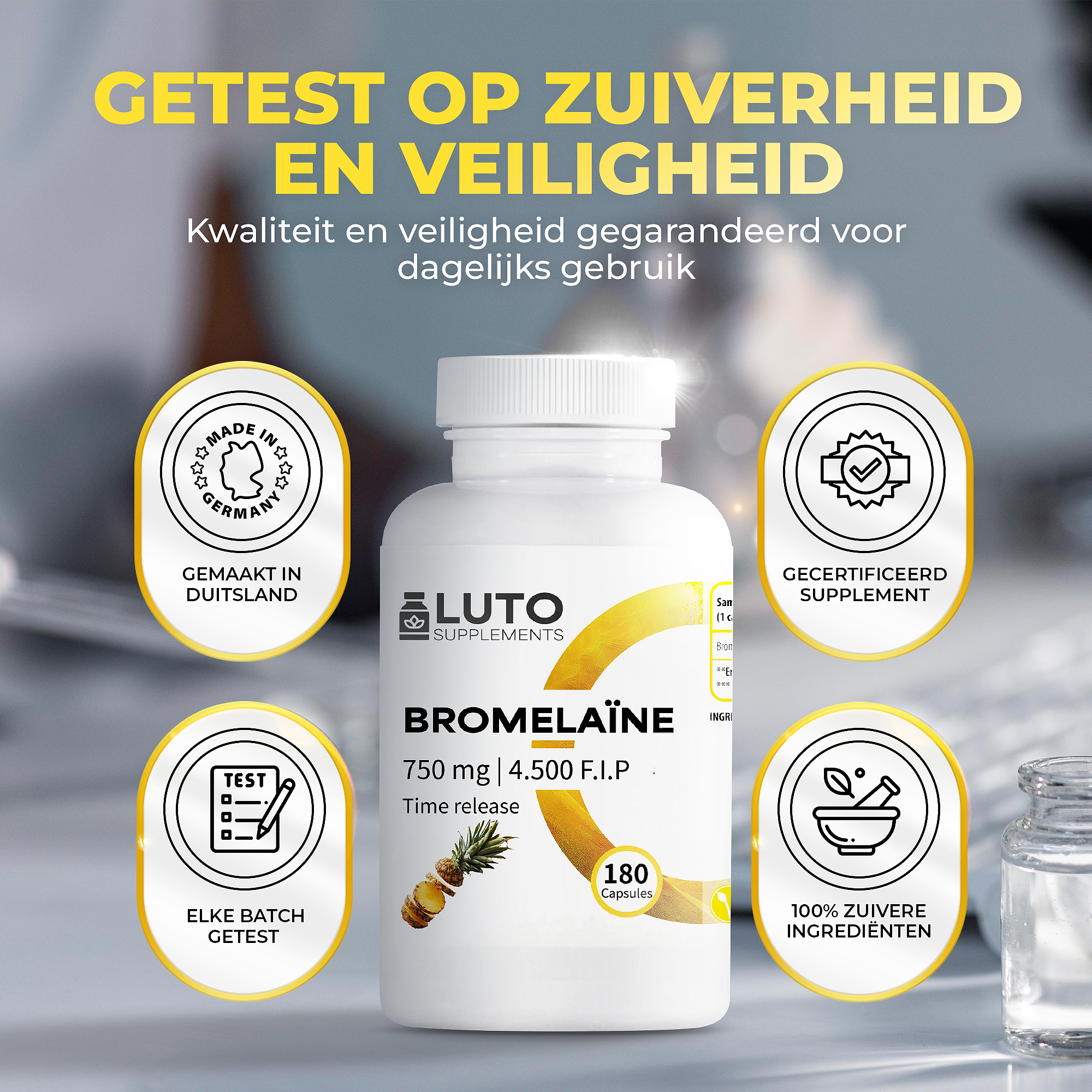 Bromelain 750 mg (4500 F.I.P.) | 180 Time-Release-Kapseln | LUTO Supplements