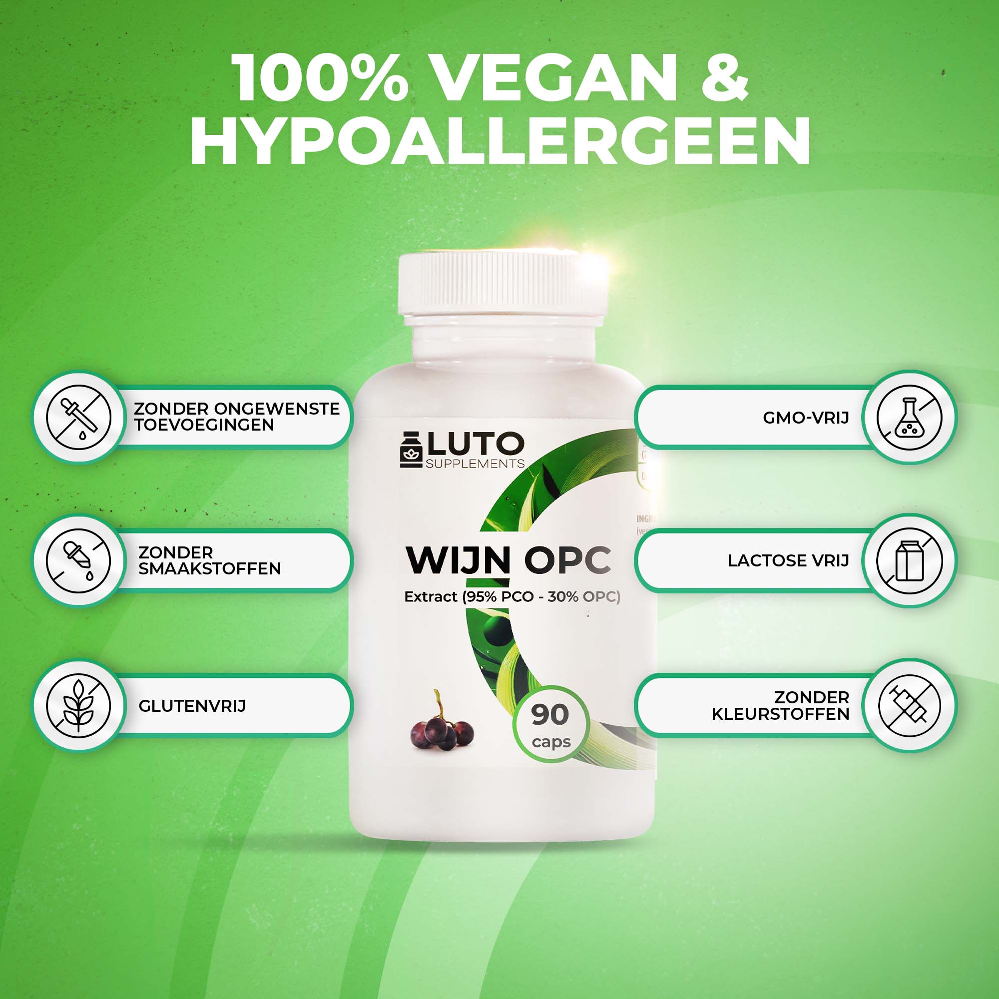 Wein OPC Traubenkernextrakt (95% PCO - 30% OPC) | 90 Kapseln | LUTO Supplements