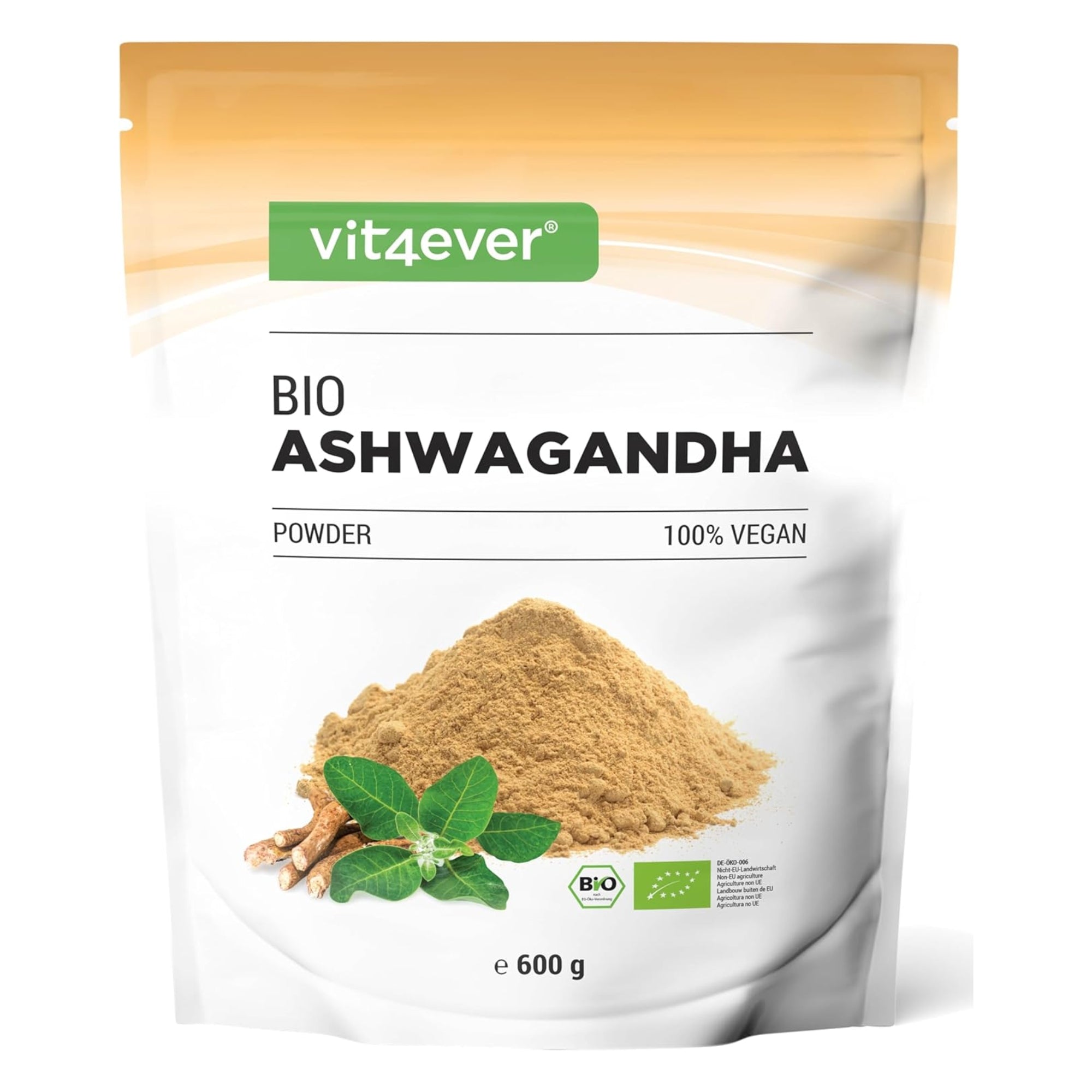 Vit4ever Bio Ashwagandha Pulver - 100% Wurzelpulver aus Indien - 600 g