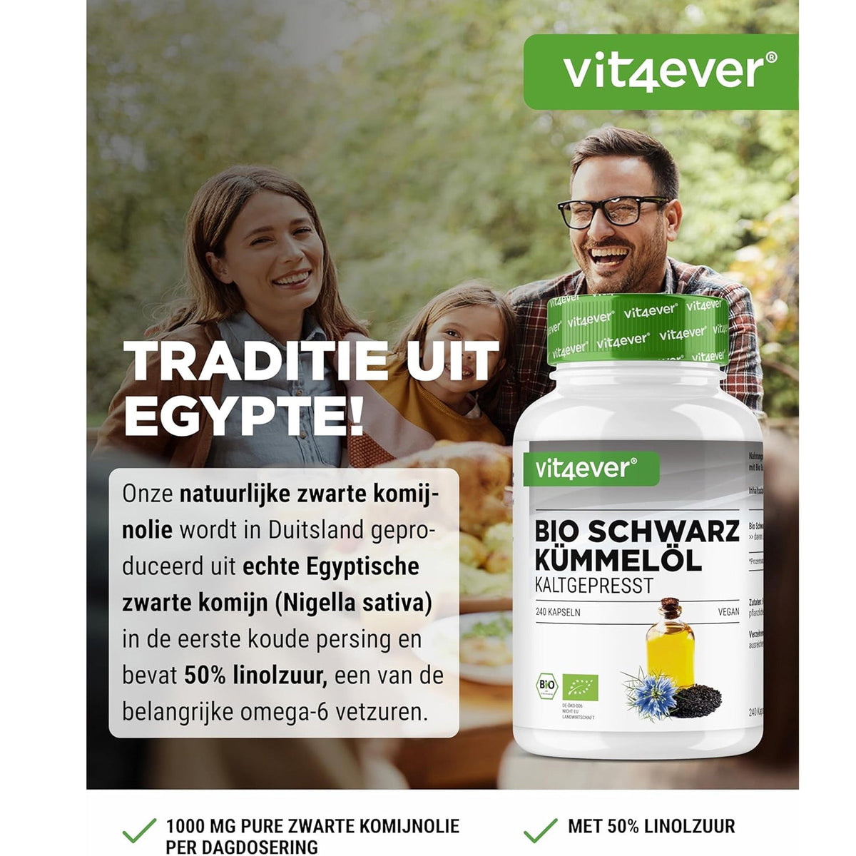 Bio Schwarzkümmelöl Nigella Sativa | 240 Kapseln | Vit4ever
