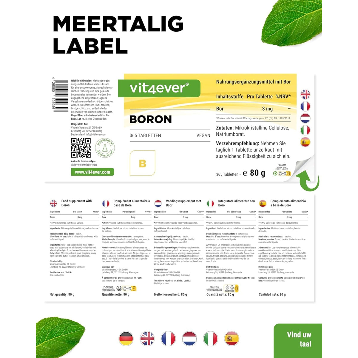 Bor 3 mg | 365 Tabletten | Vit4ever