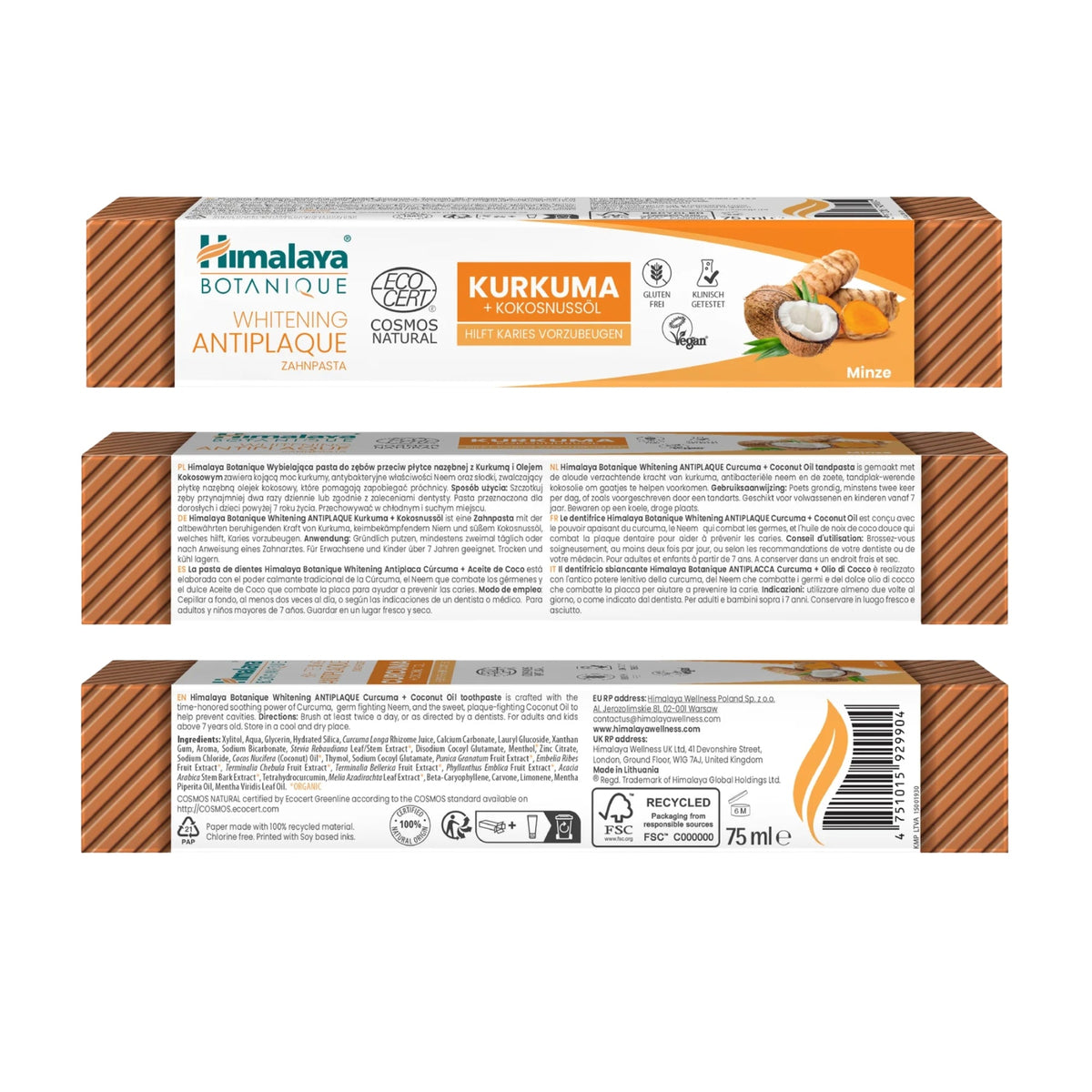 Whitening Antiplaque Zahnpasta Curcuma + Coconut Oil | 75 ml | Himalaya