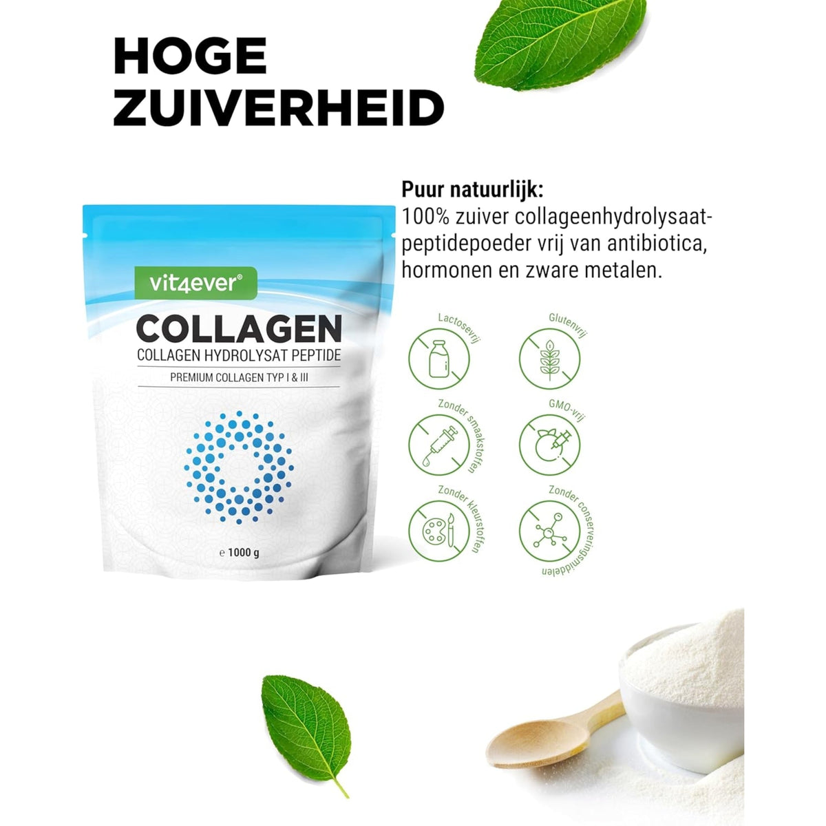 Rinderkollagen Hydrolysat Peptide Pulver | Typ I & III | Vit4ever