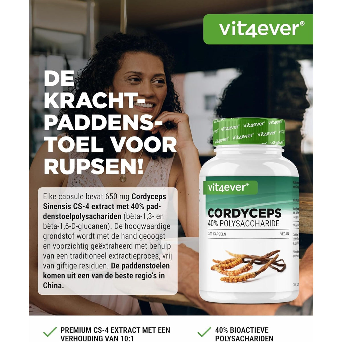 Cordyceps Sinensis CS-4 40% | 180 & 300 Kapseln | Vit4ever