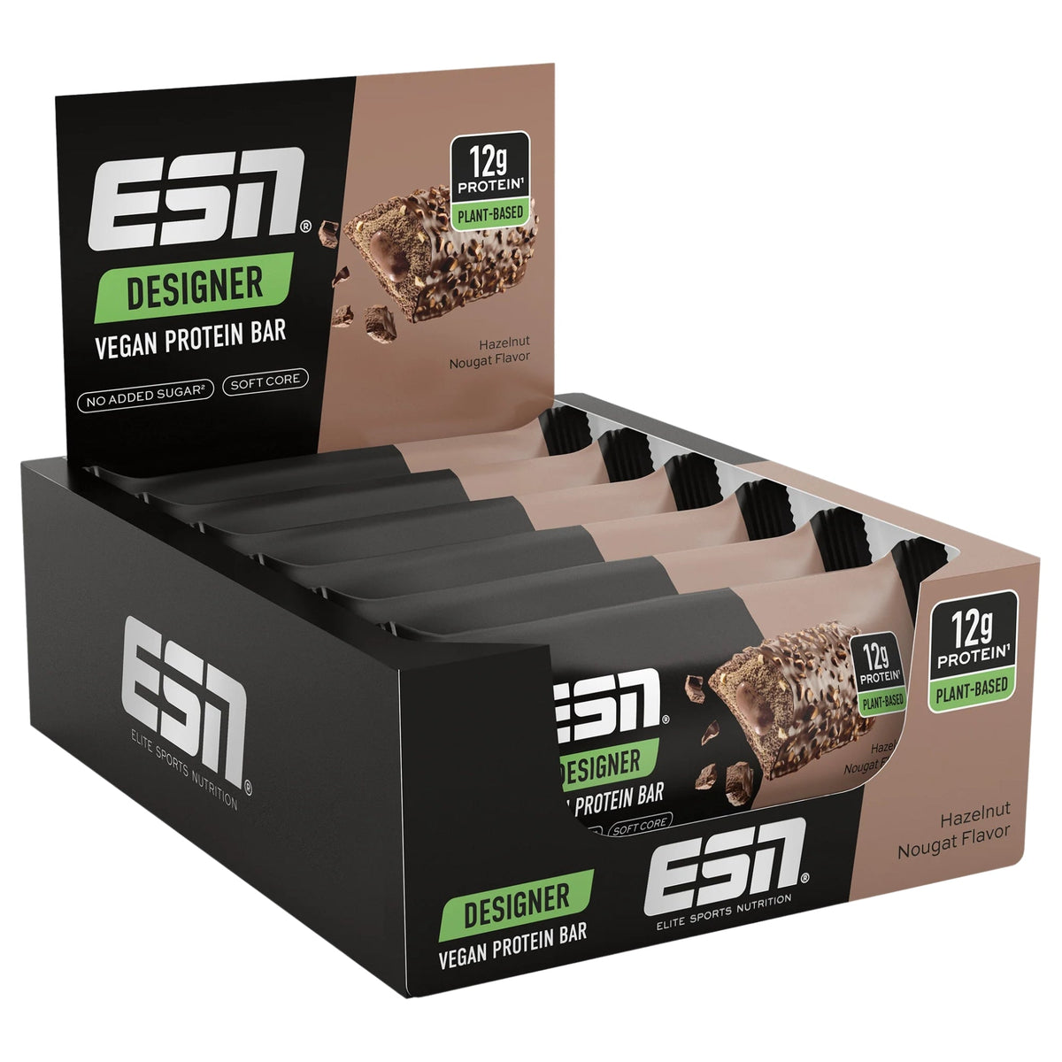 ESN Designer Vegan Protein Bar 12 x 55g – Produktverpackung Vorderseite