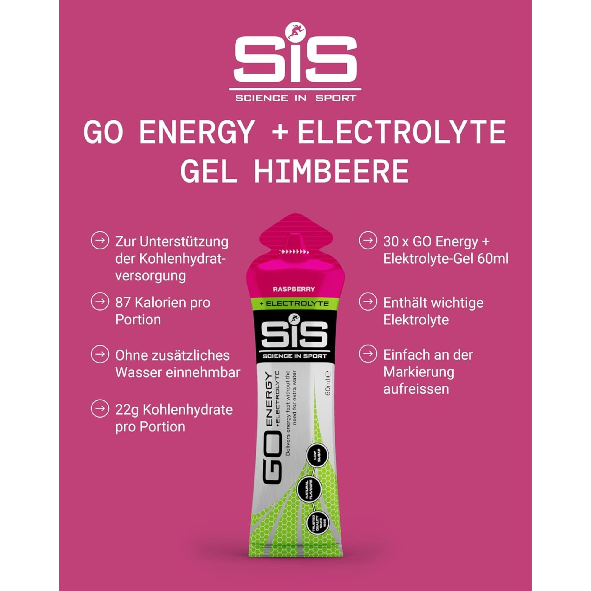 SiS Go Isotonic Energy Gel + Elektrolyt | Raspberry