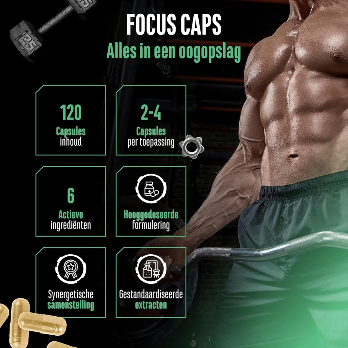Focus Caps (Mental Performance Blend) 320mg Koffein | 120 Kapseln | German Elite Nutrition