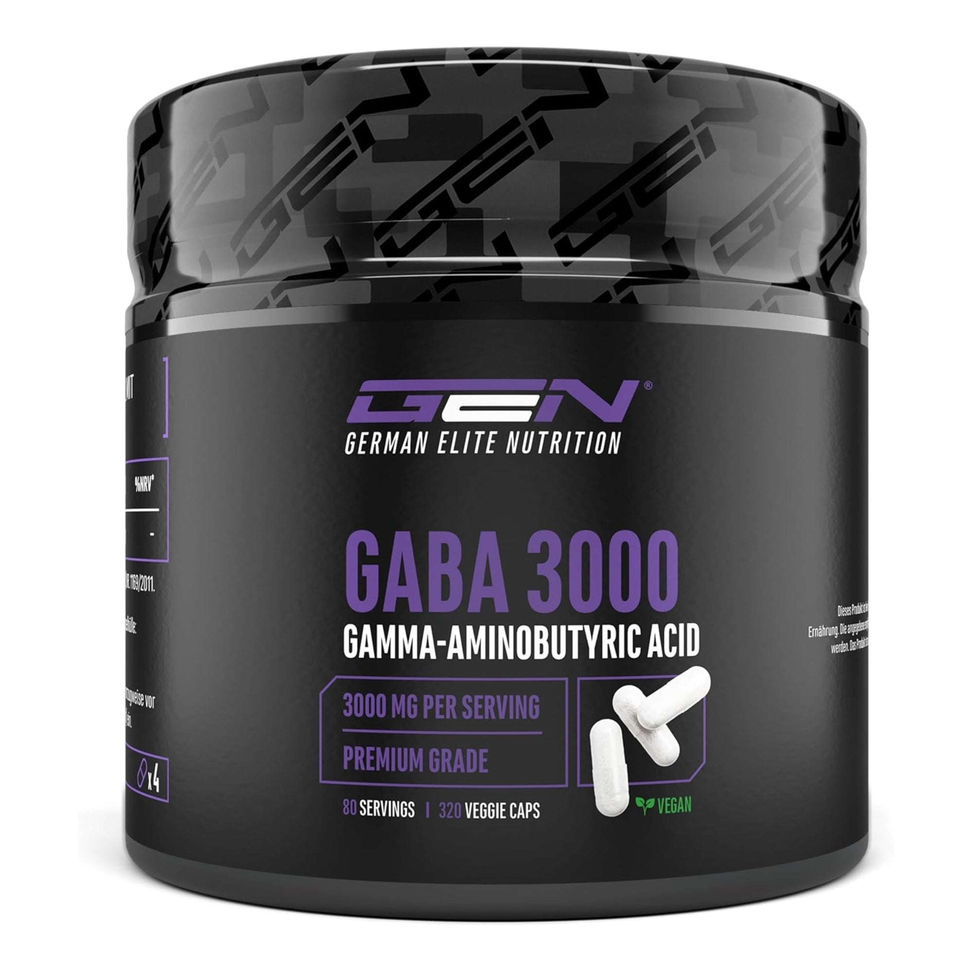 GABA (Gamma-Aminobuttersäure) 750mg | 320 Kapseln | German Elite Nutrition