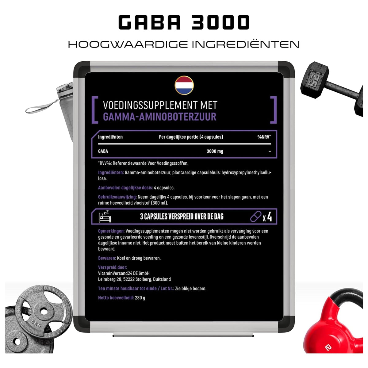 GABA (Gamma-Aminobuttersäure) 750mg | 320 Kapseln | German Elite Nutrition