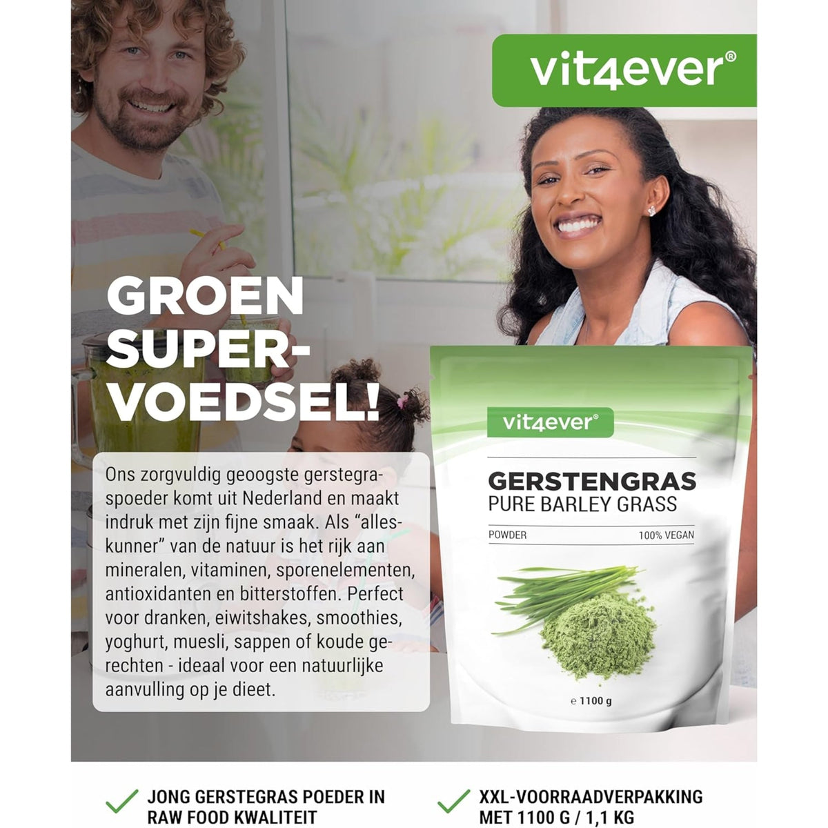 Gerstengras Pulver | 1,1 kg | Vit4ever