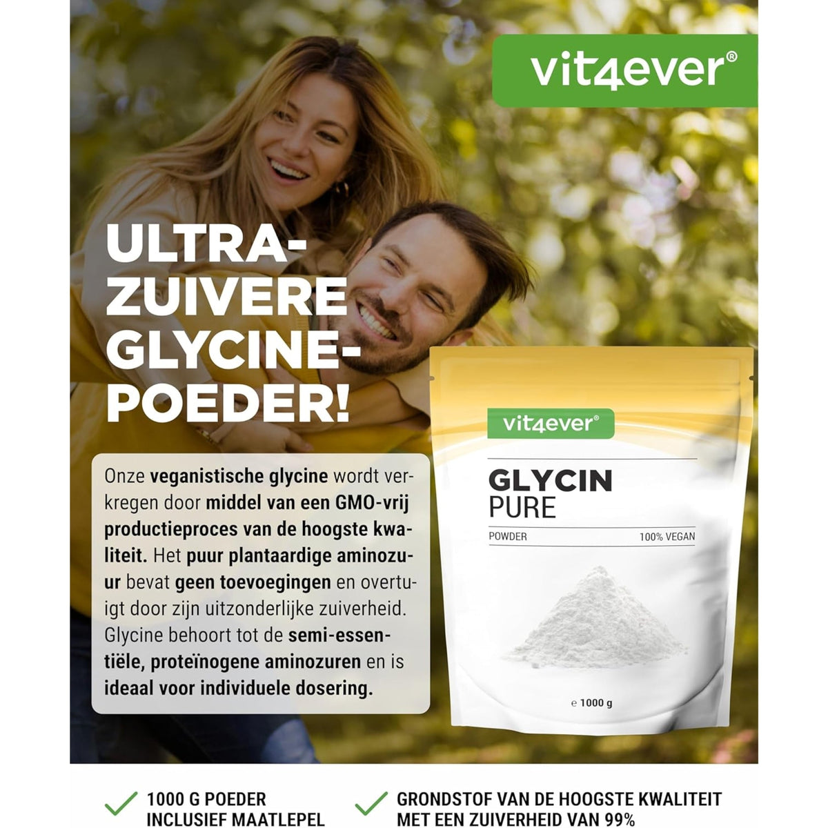 Glycin Pulver 100% Rein | 1 kg | Vit4ever