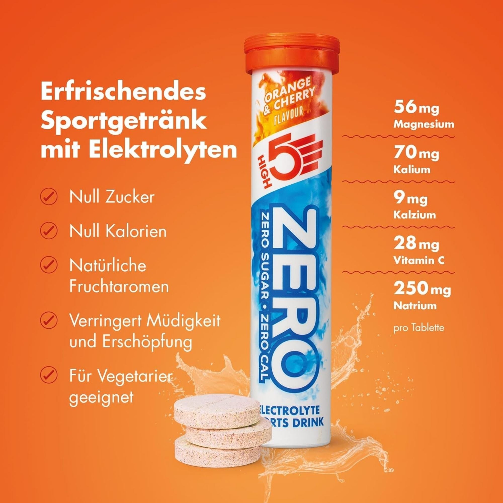 HIGH5 ZERO Orange & Kirsche | Elektrolyt-Brausetabletten