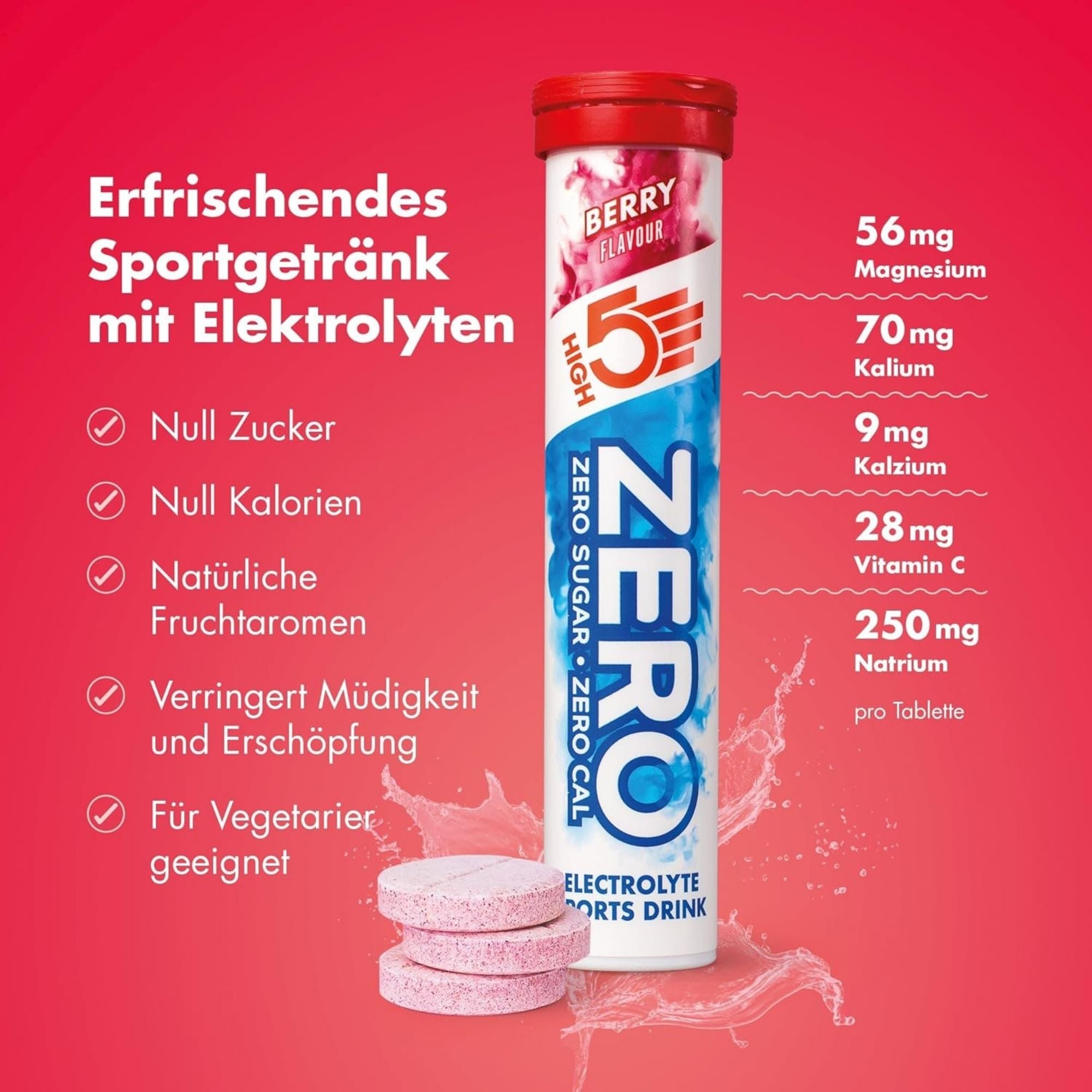 HIGH5 ZERO Erdbeere & Kiwi | Elektrolyt-Brausetabletten