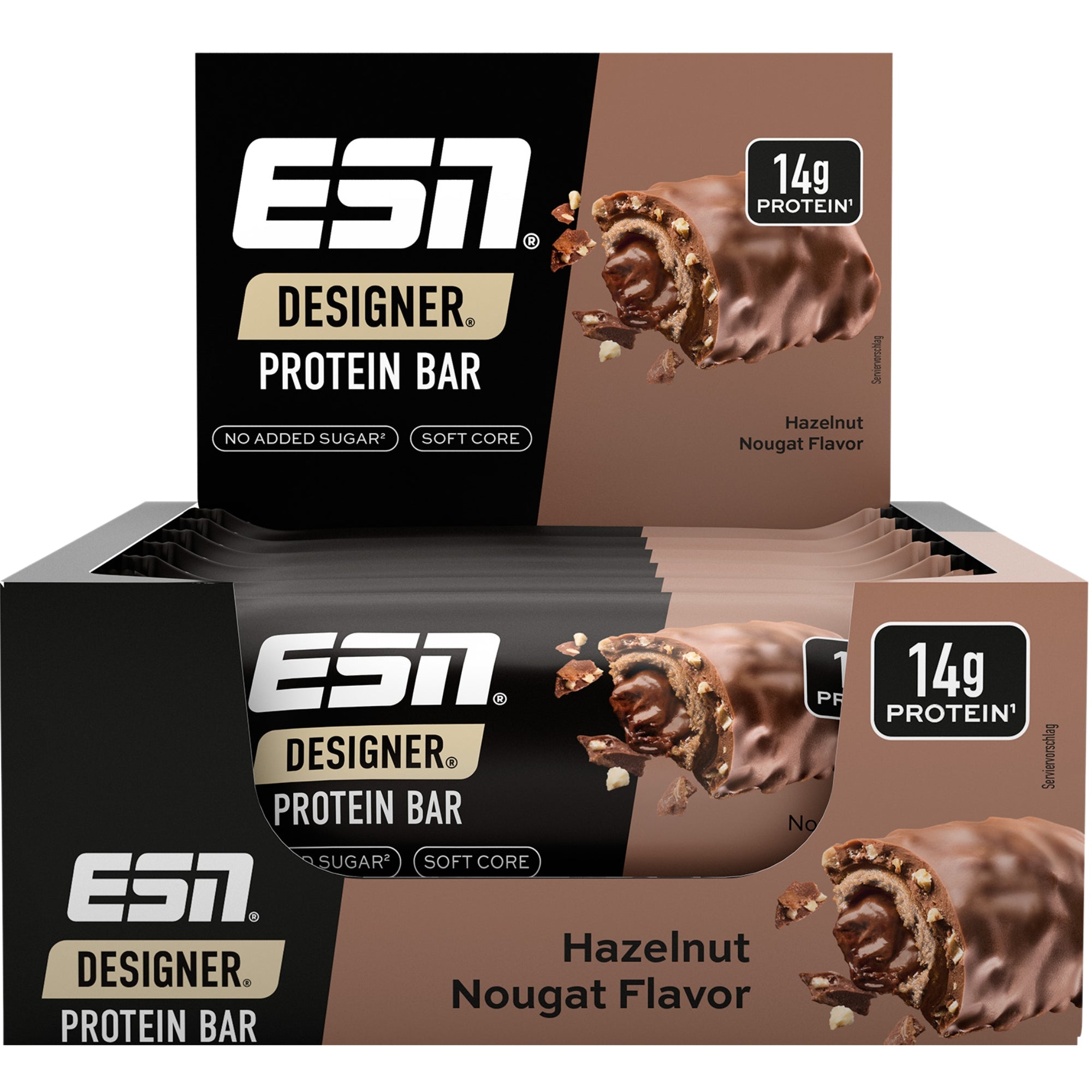 ESN Designer Protein Bar hazelnoot-nougat 12 x 45g doos - eiwitrepen met 14g eiwit, suikervrij en soft core | kopen Nederland België