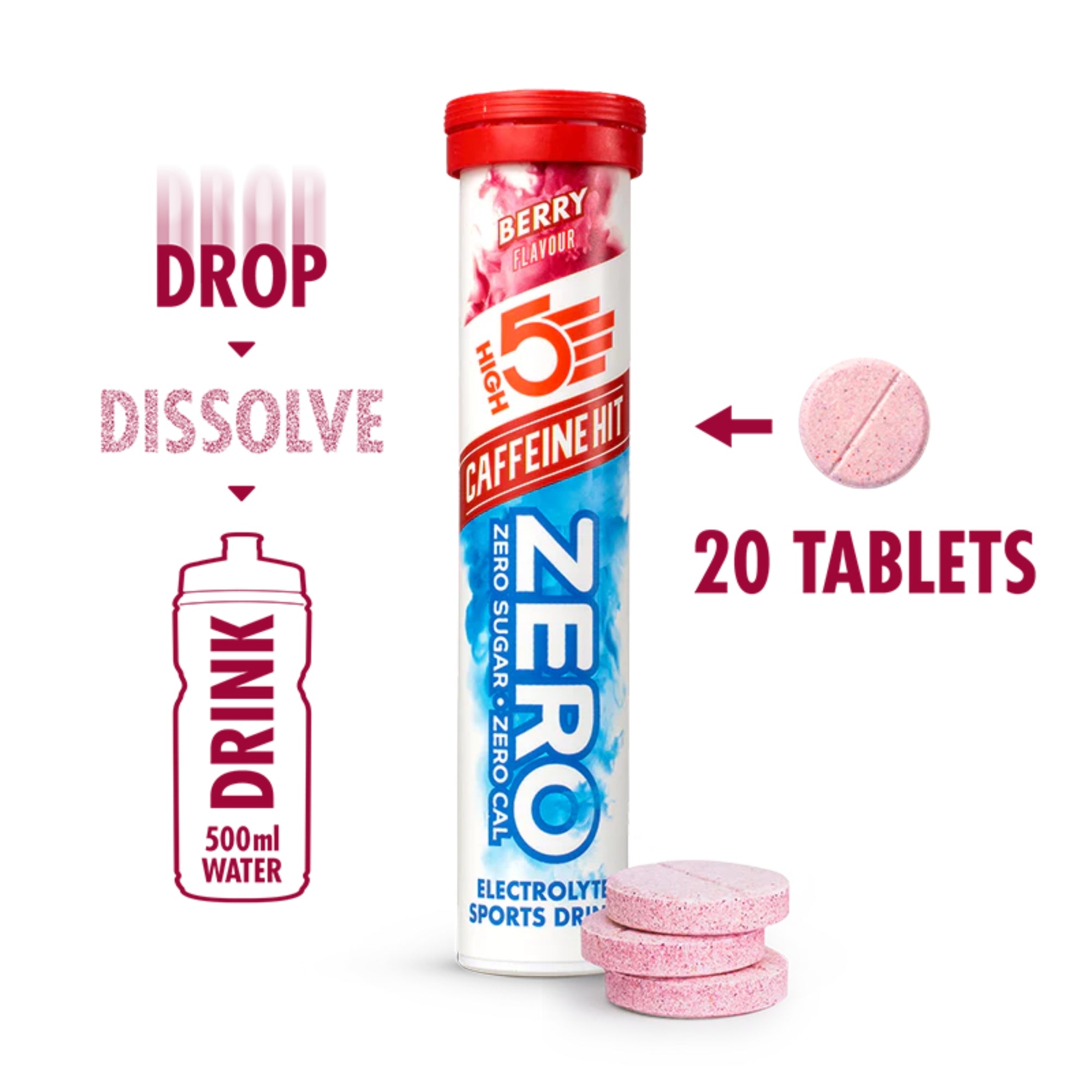 HIGH5 ZERO Caffeine Hit Beere | Elektrolyt-Brausetabletten