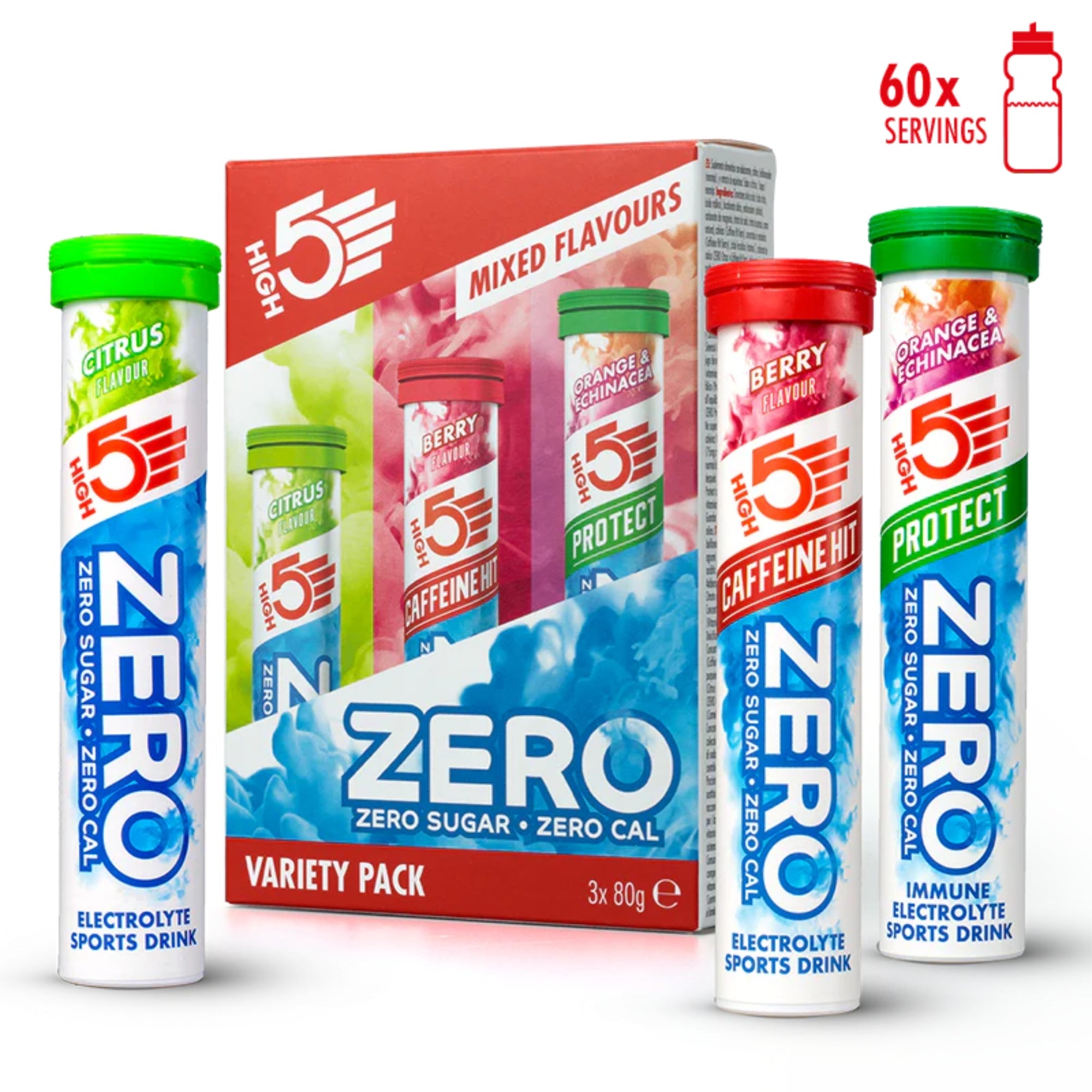 HIGH5 ZERO Elektrolyt-Brausetabletten Variety Pack | 3 x 20 Tabletten