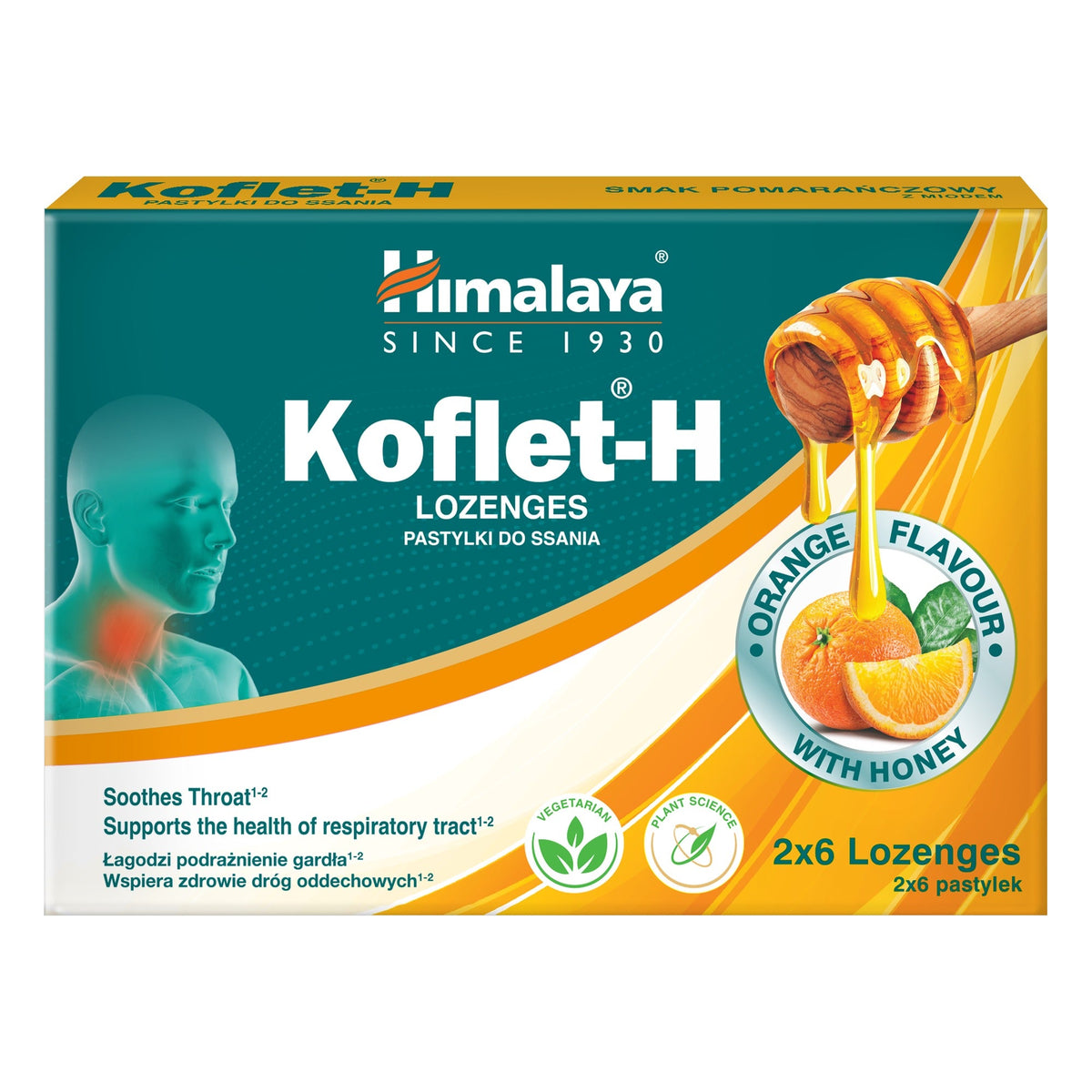 Koflet-H Orange Lutschtabletten mit Honig - 12 Lutschtabletten - Himalaya