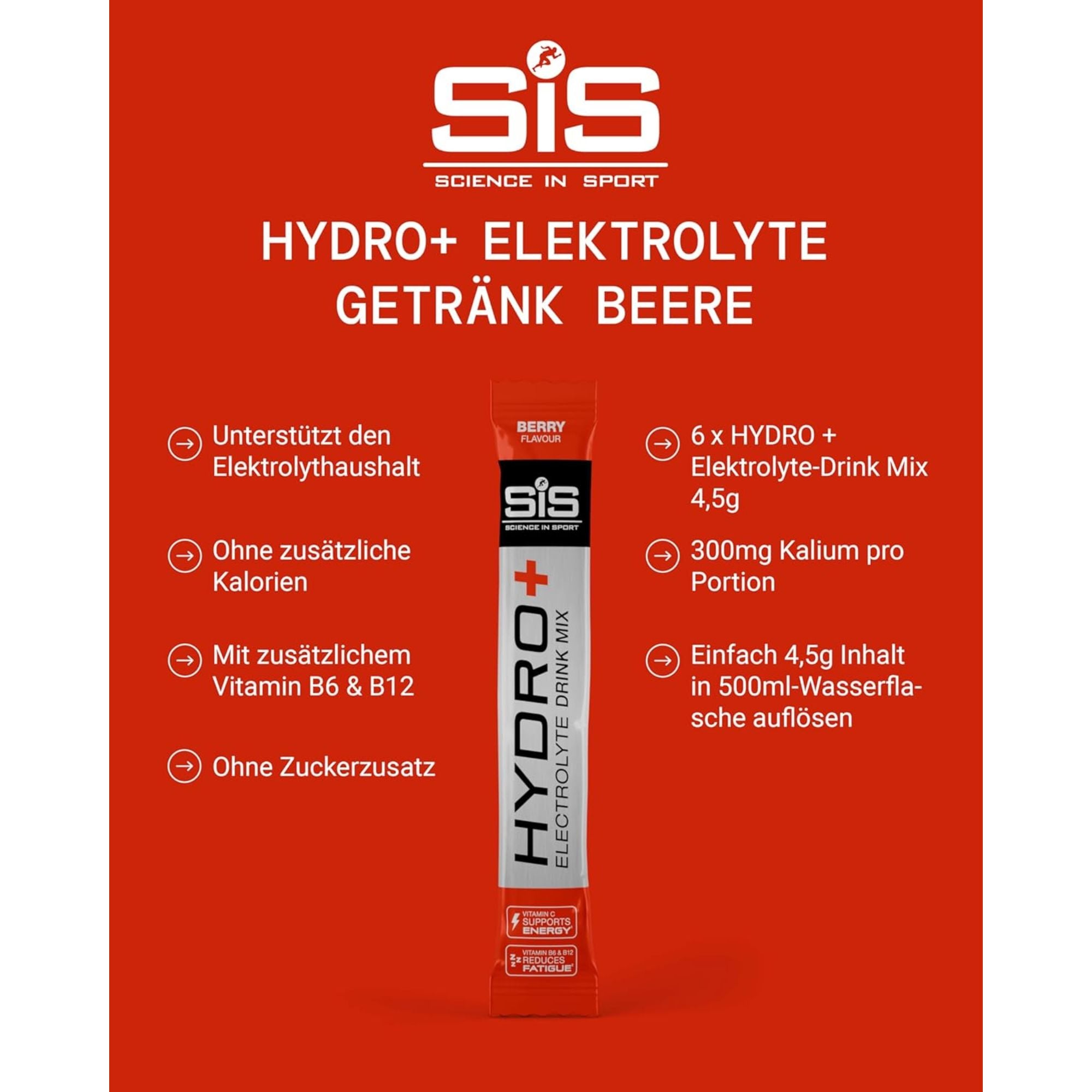 SiS Hydro+ Drink Mix | Elektrolyte | Berry | 6er-Pack